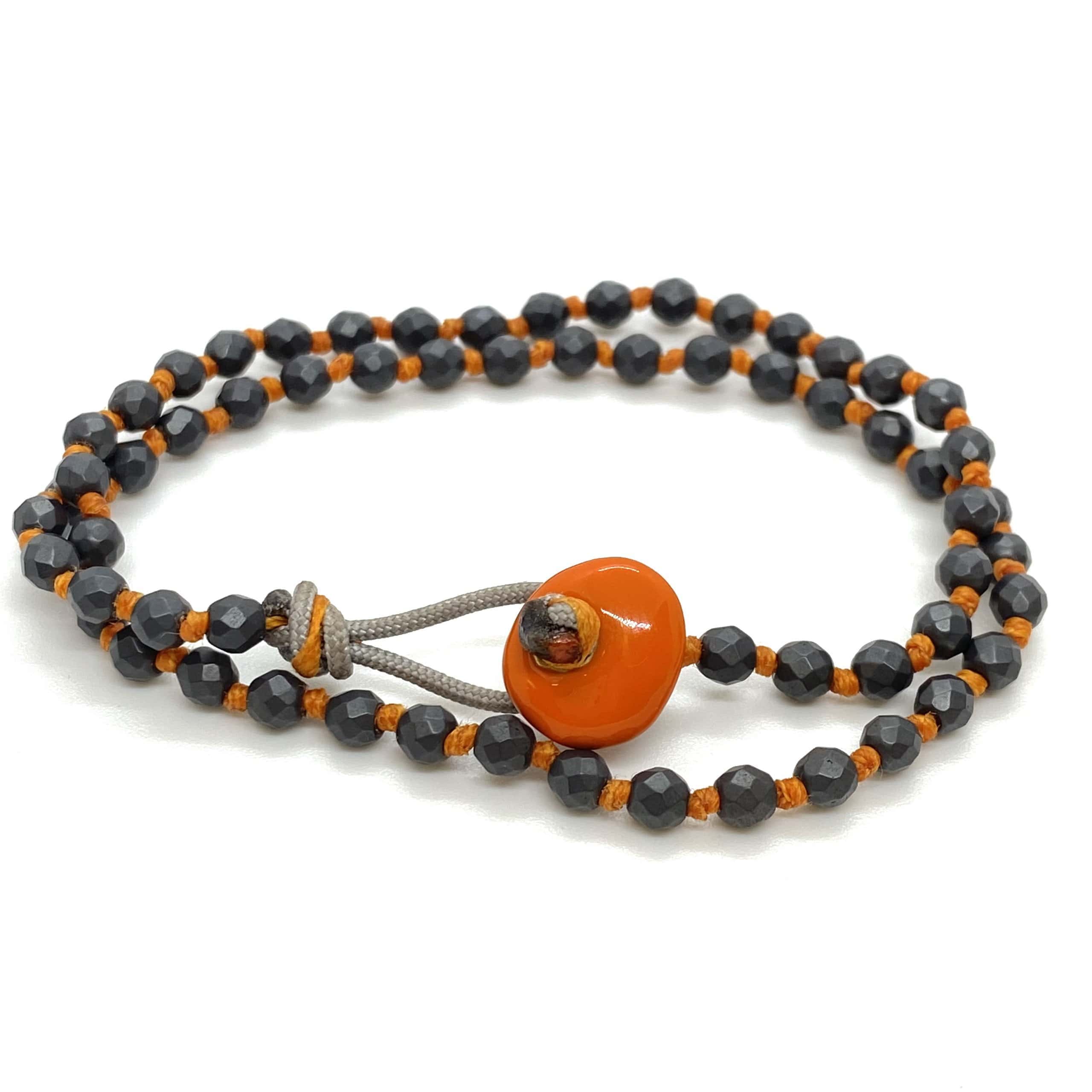 Men’s gray hematite beaded orange bracelet — Melina Fachidis