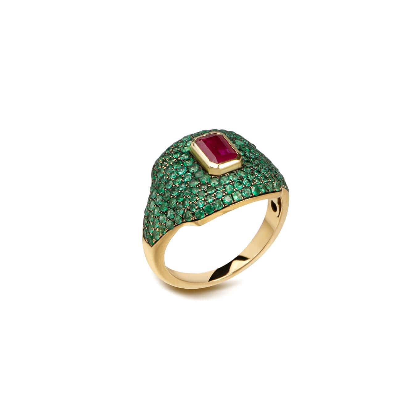 Ring with emeralds and ruby — Melina Fachidis