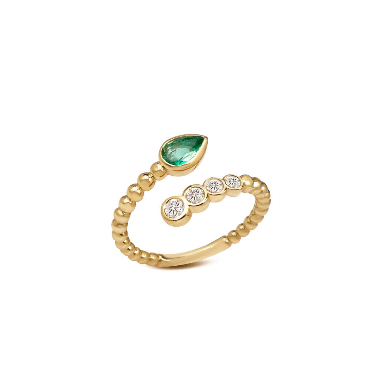 Criss cross ring with emerald diamonds — Melina Fachidis