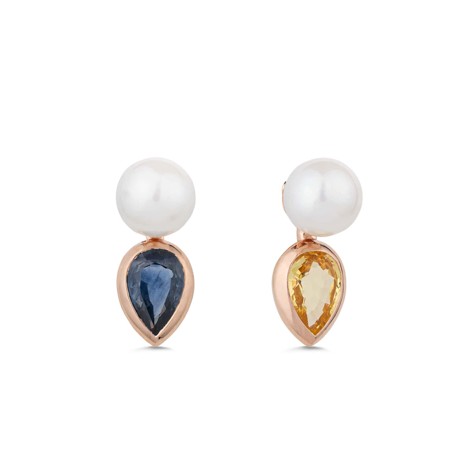 Sapphire & pearl stud earrings — Melina Fachidis