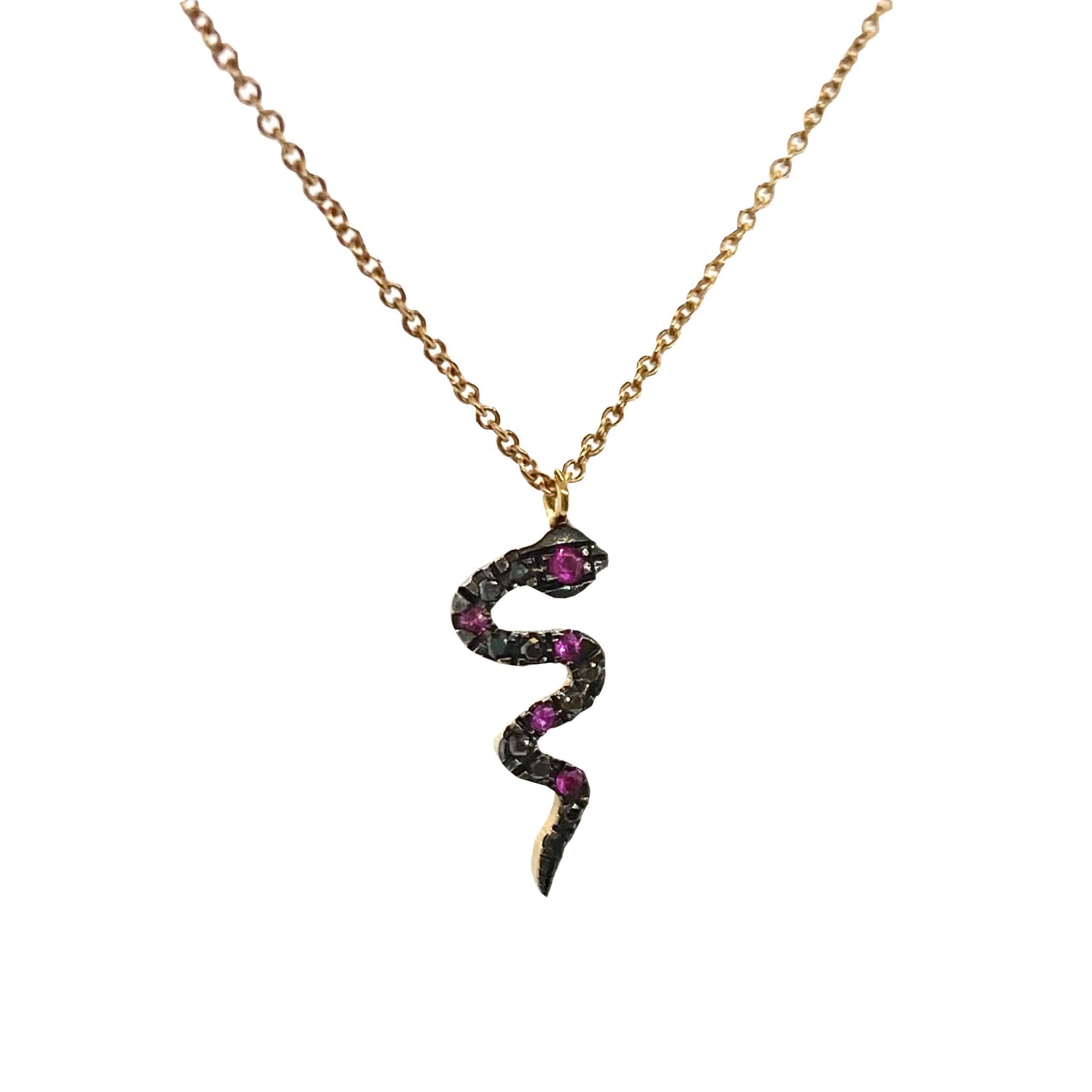 Small black diamond snake pendant — Melina Fachidis