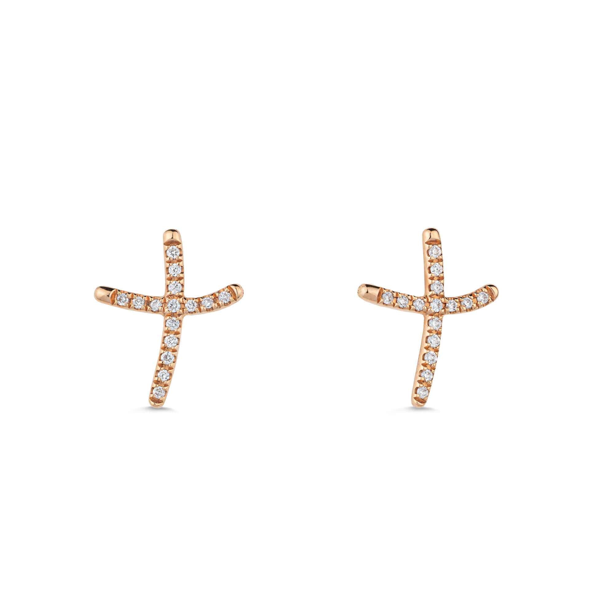 Diamond cross stud earrings — Melina Fachidis