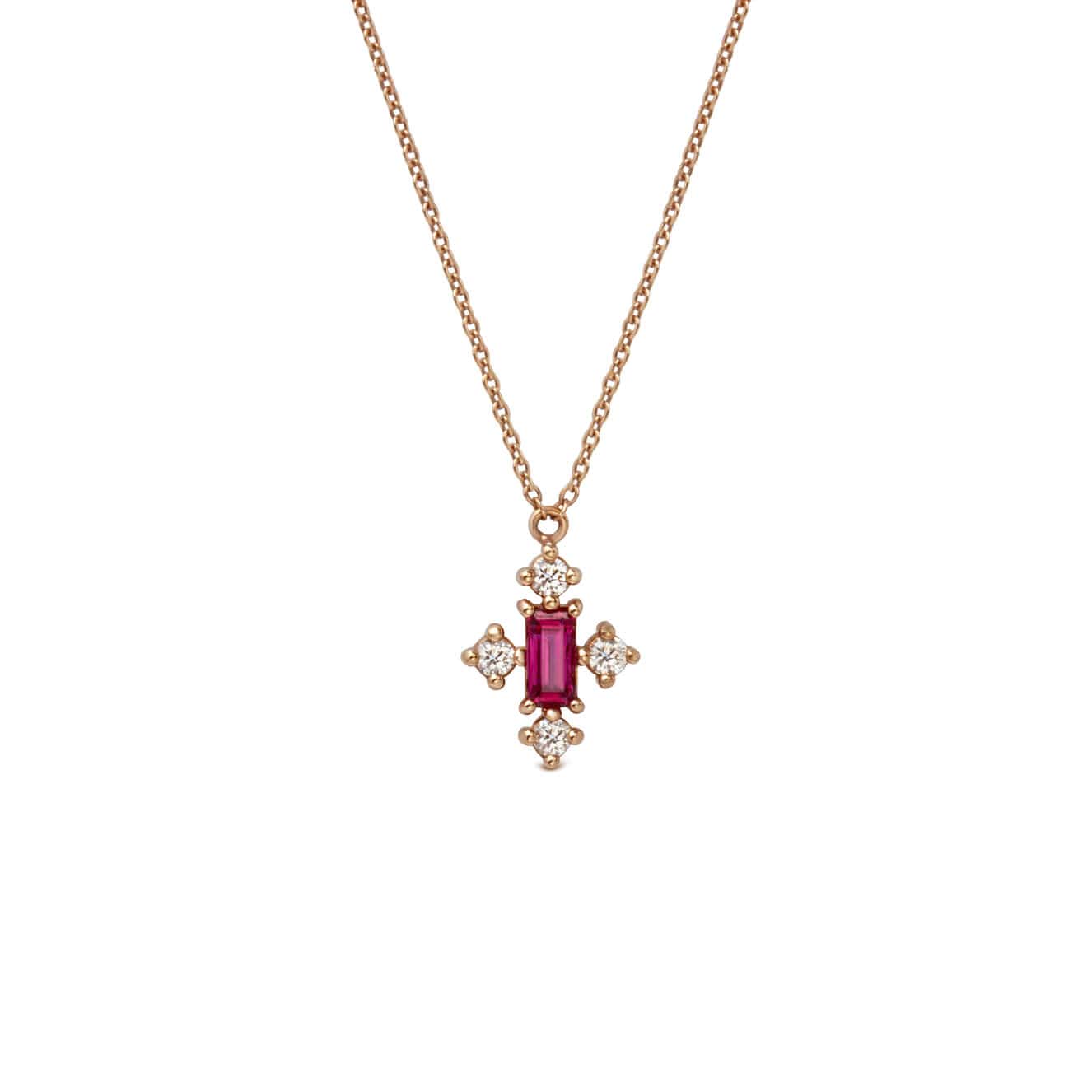Baguette ruby and diamond cross — Melina Fachidis
