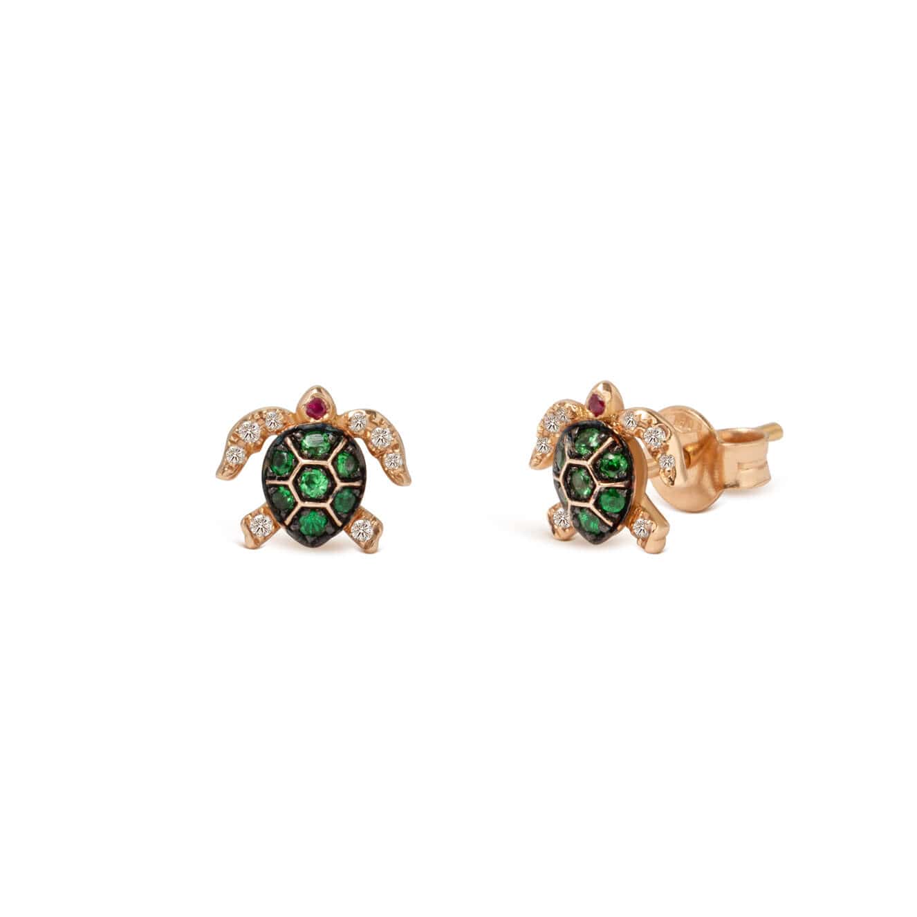 Turtle stud tsavorite earrings — Melina Fachidis