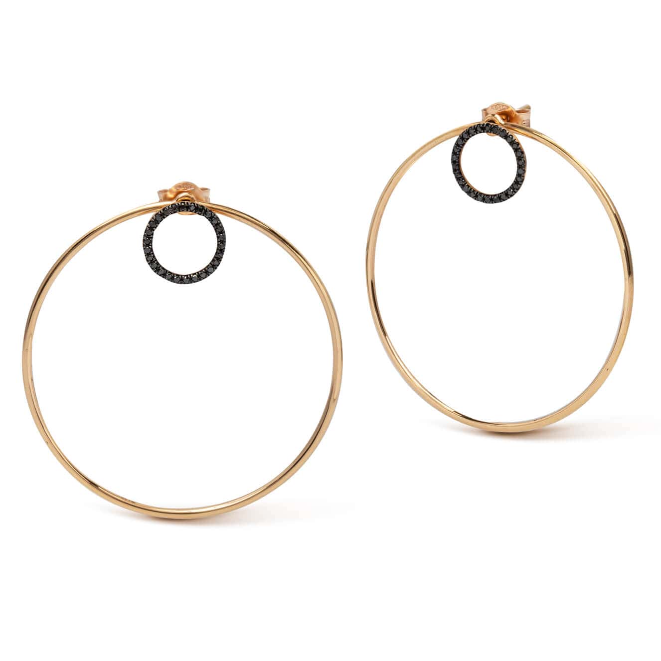 Double hoop black diamond earrings — Melina Fachidis