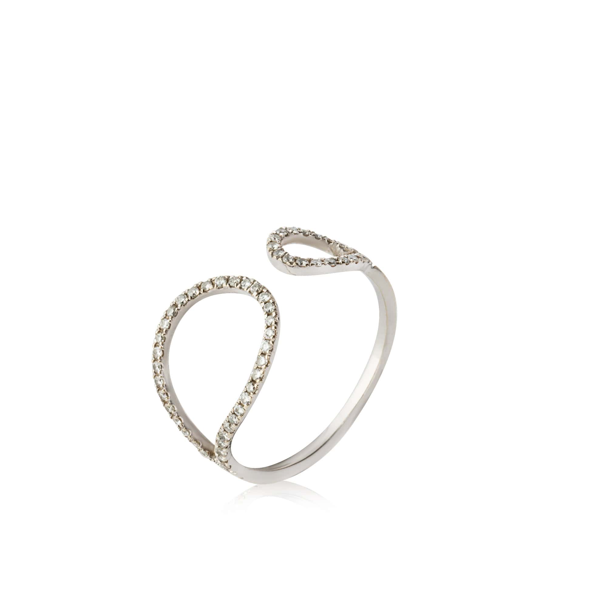 Double drop diamond ring in white gold. — Melina Fachidis