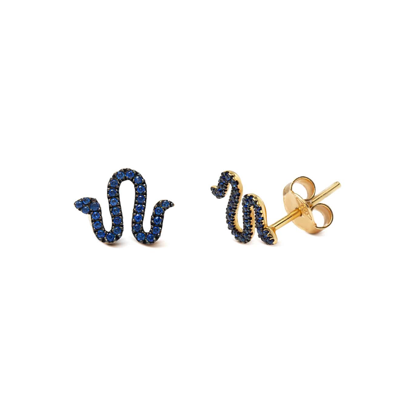 Blue sapphire snake earrings — Melina Fachidis