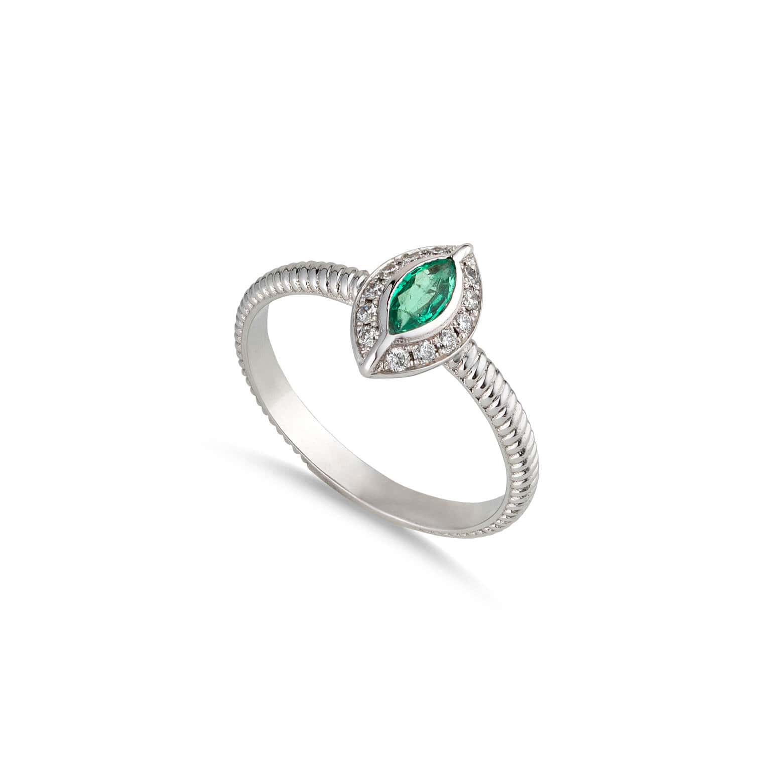 Marquise emerald and diamond ring — Melina Fachidis