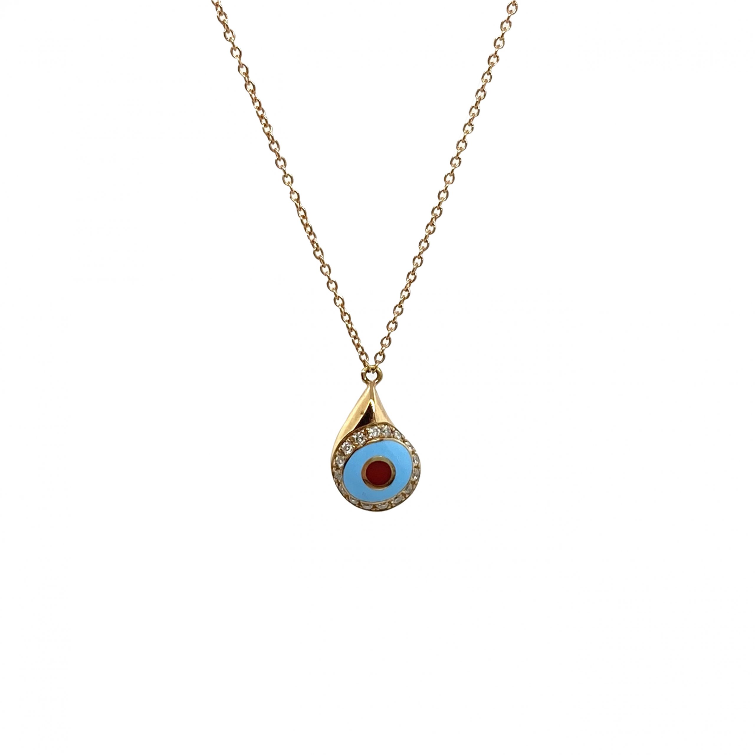 Drop shaped turquoise enameled eye — Melina Fachidis