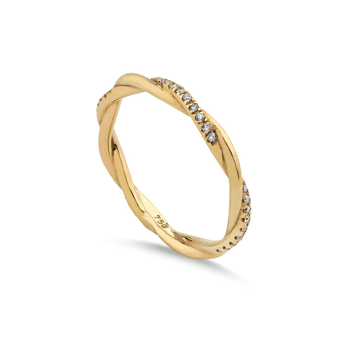 Twisted solid gold diamond band — Melina Fachidis
