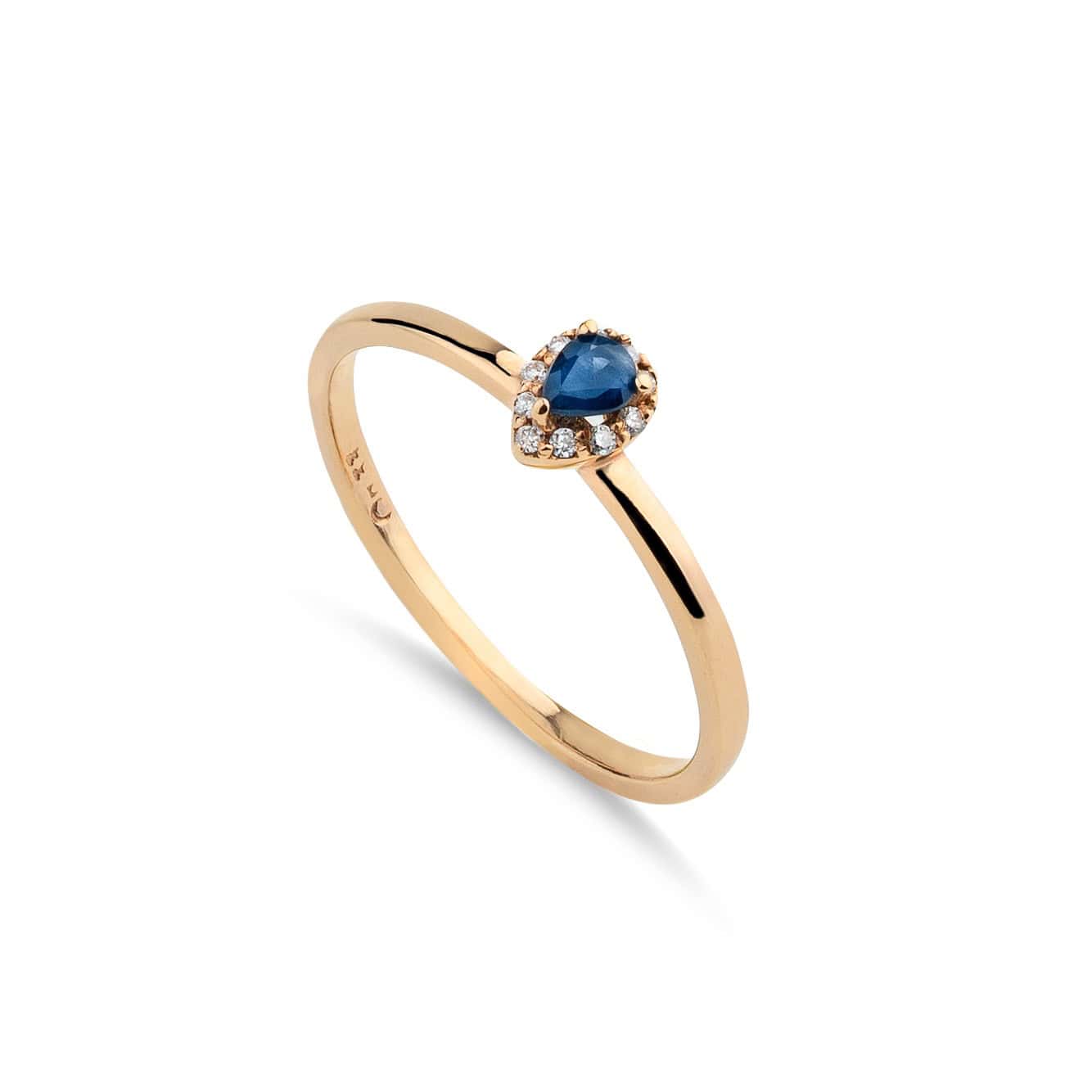 Pear shape sapphire/diamond fine ring — Melina Fachidis