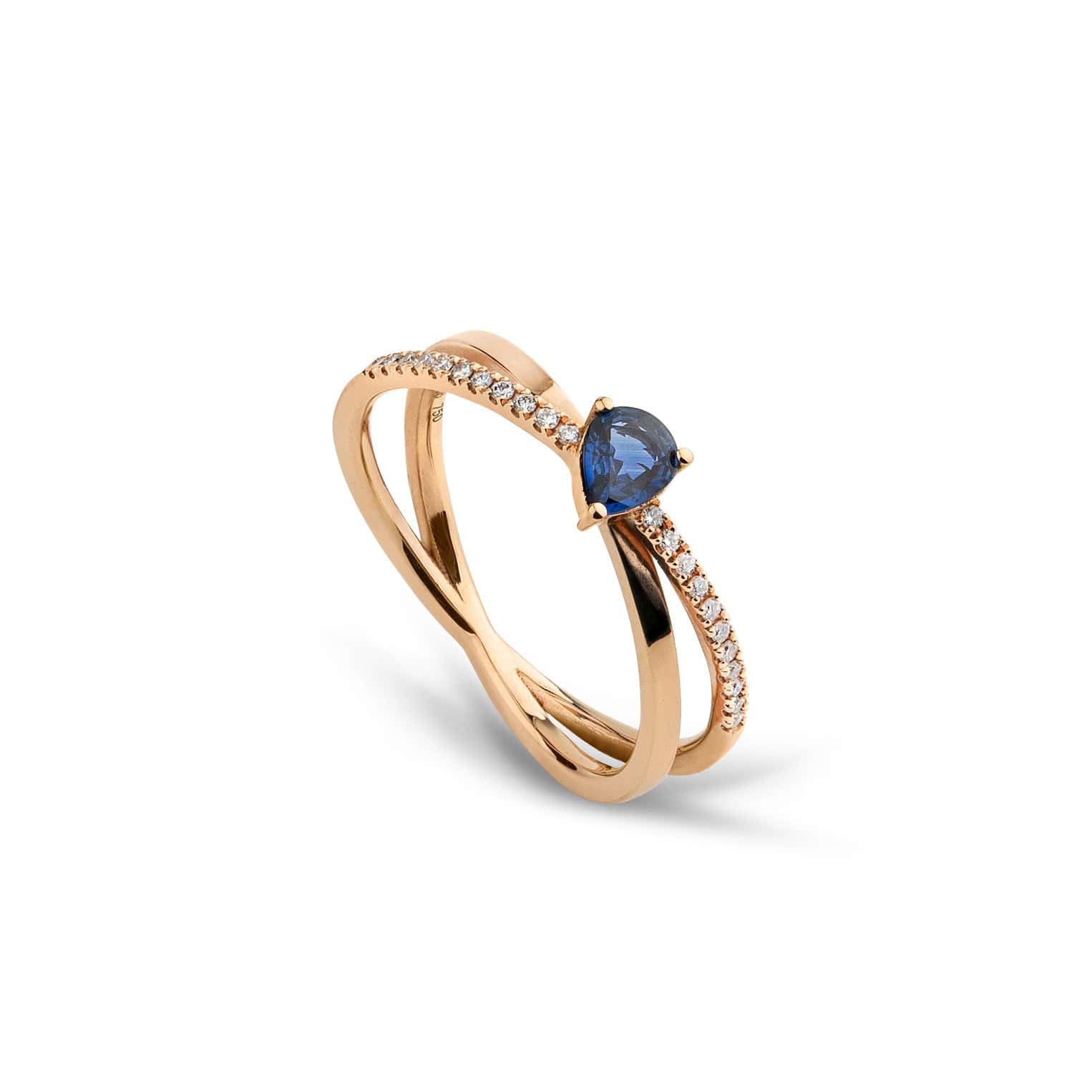 Criss cross sapphire drop ring — Melina Fachidis