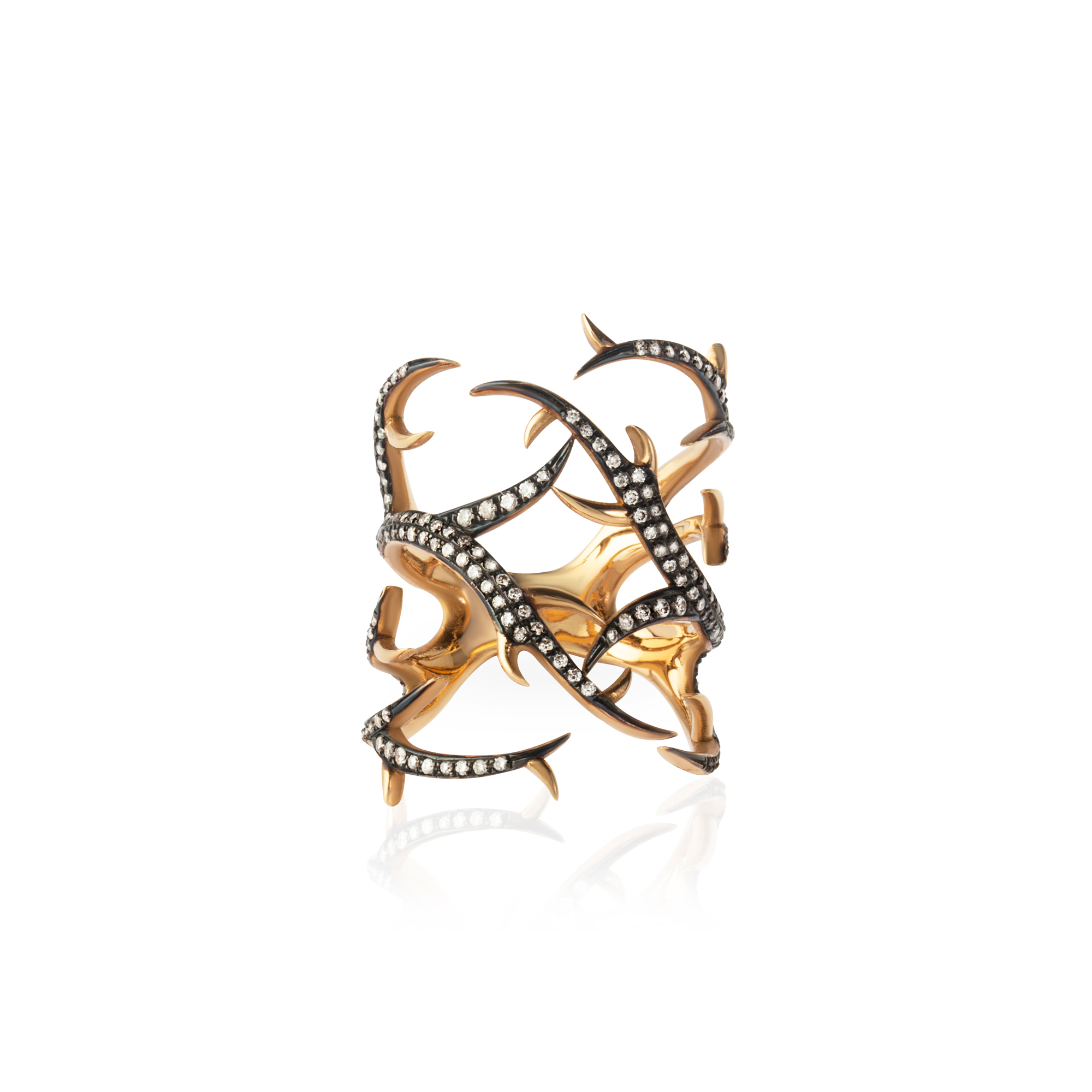 Branch design ring dressed with white diamonds — Melina Fachidis