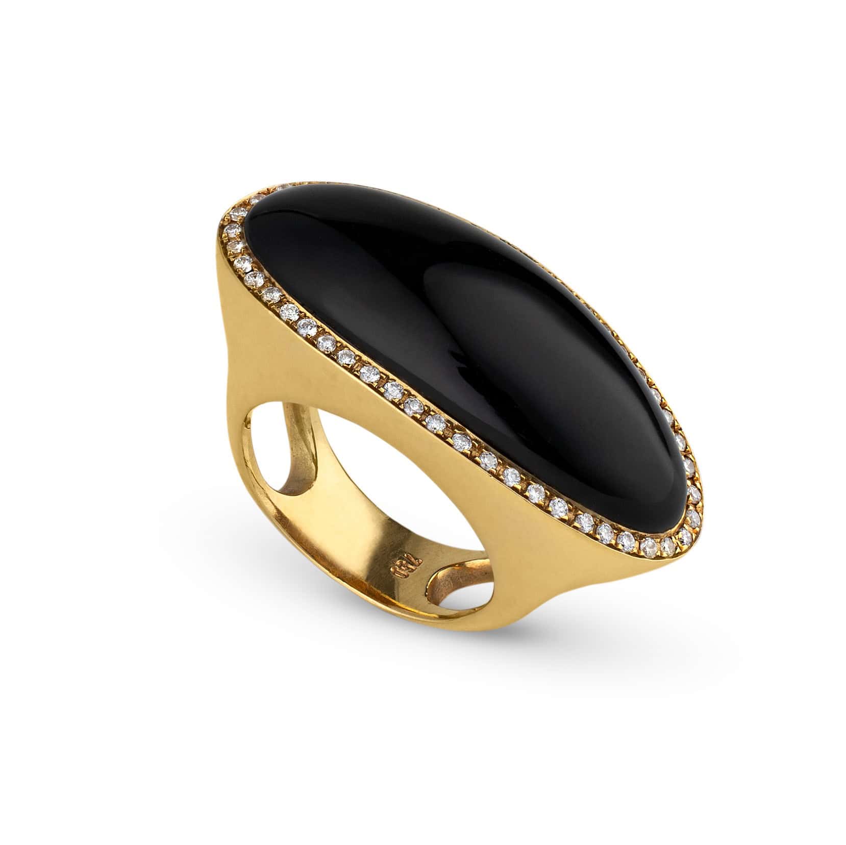 Black onyx VOLAX diamond ring — Melina Fachidis