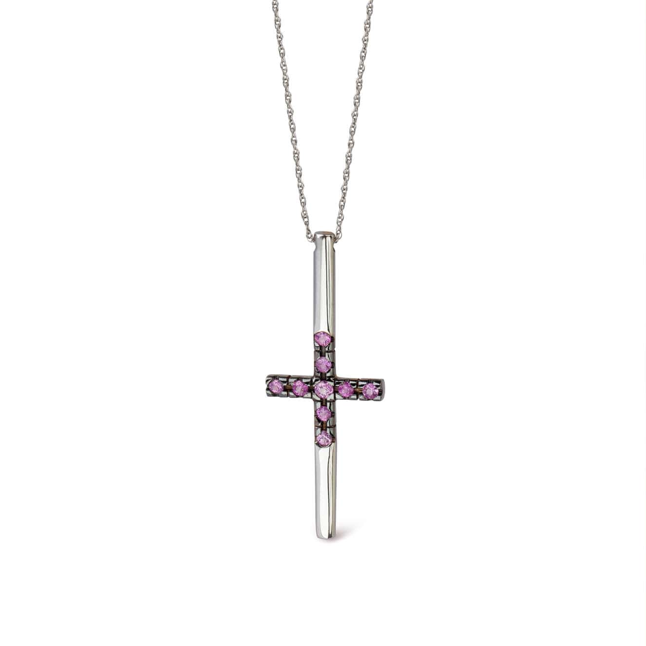 Pink sapphire minimal cross — Melina Fachidis