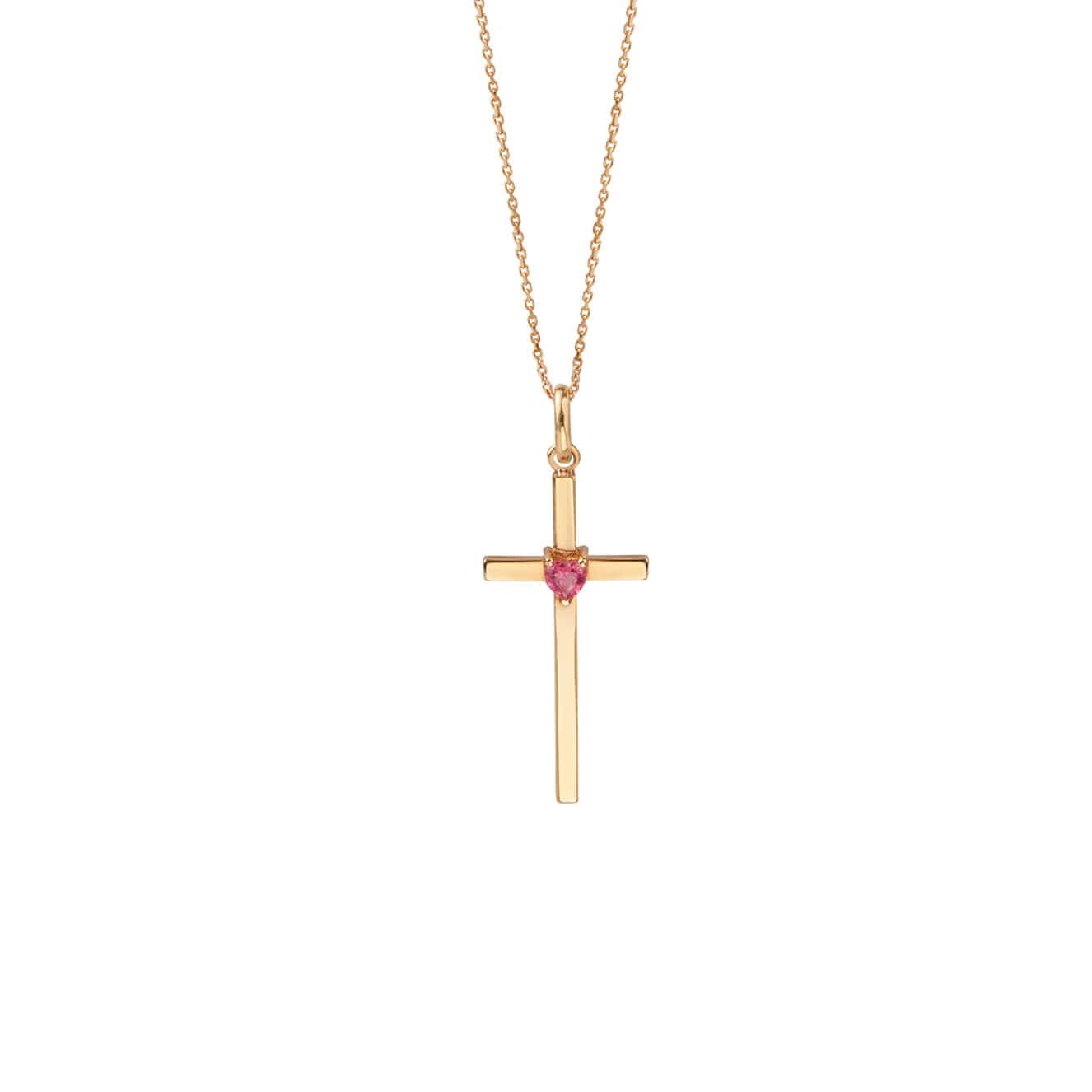 Heart tourmaline cross pendant — Melina Fachidis