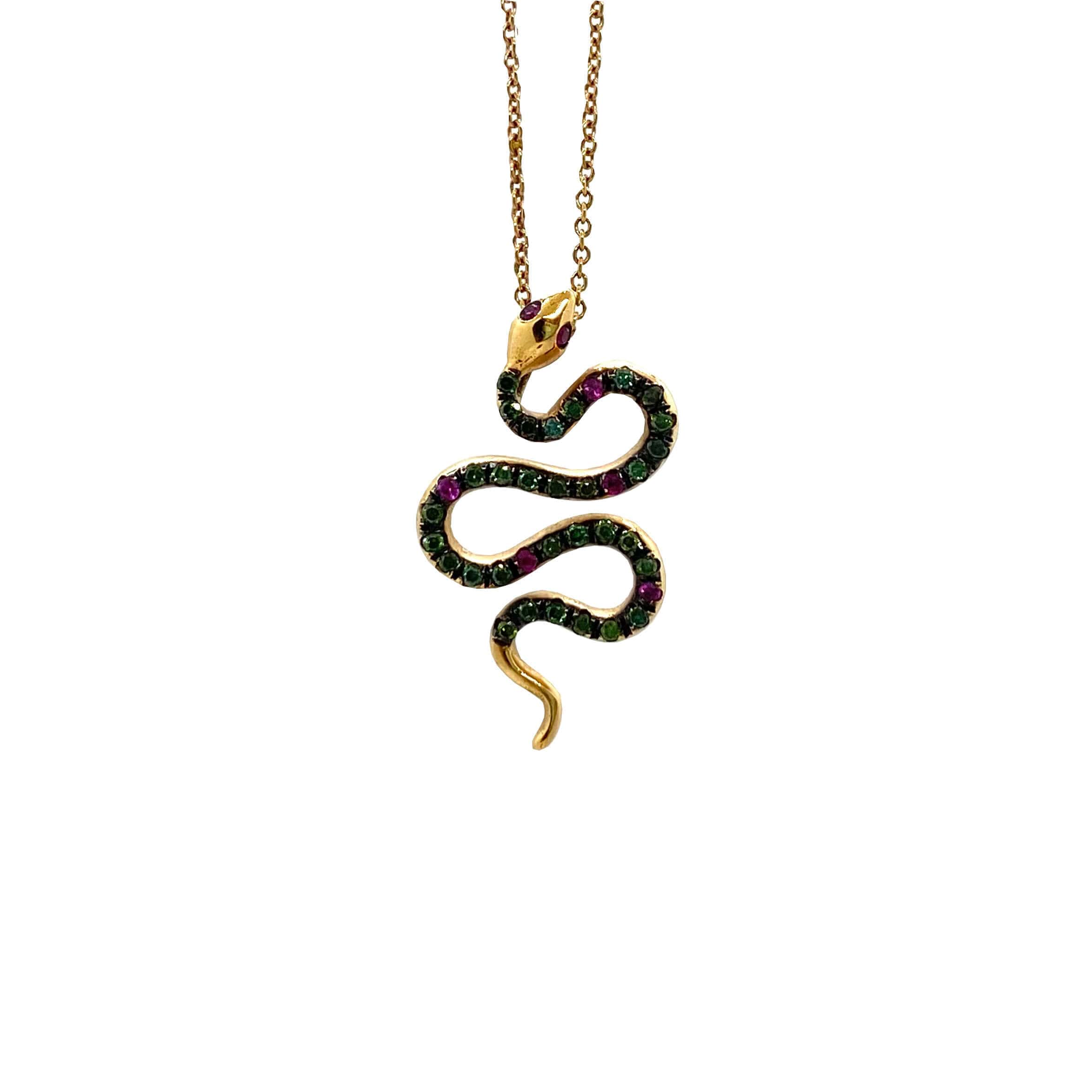 Green diamond snake pendant — Melina Fachidis