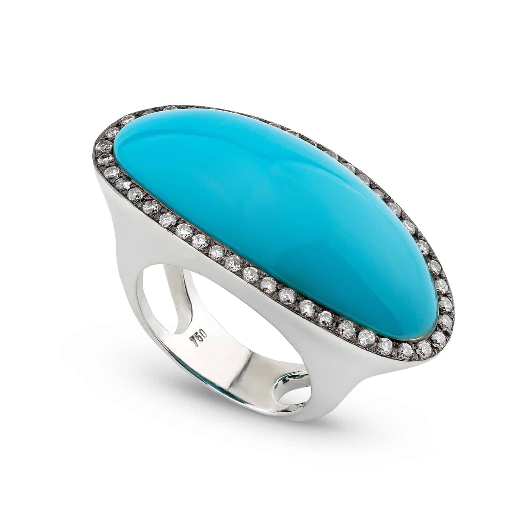 Oval shape turquoise and diamond ring — Melina Fachidis