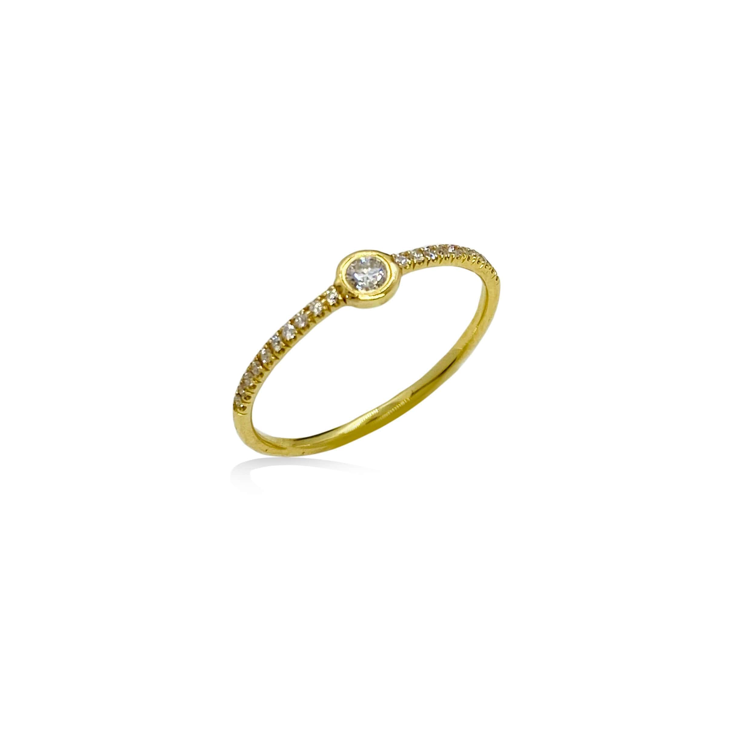 Diamond solitaire yellow gold ring — Melina Fachidis