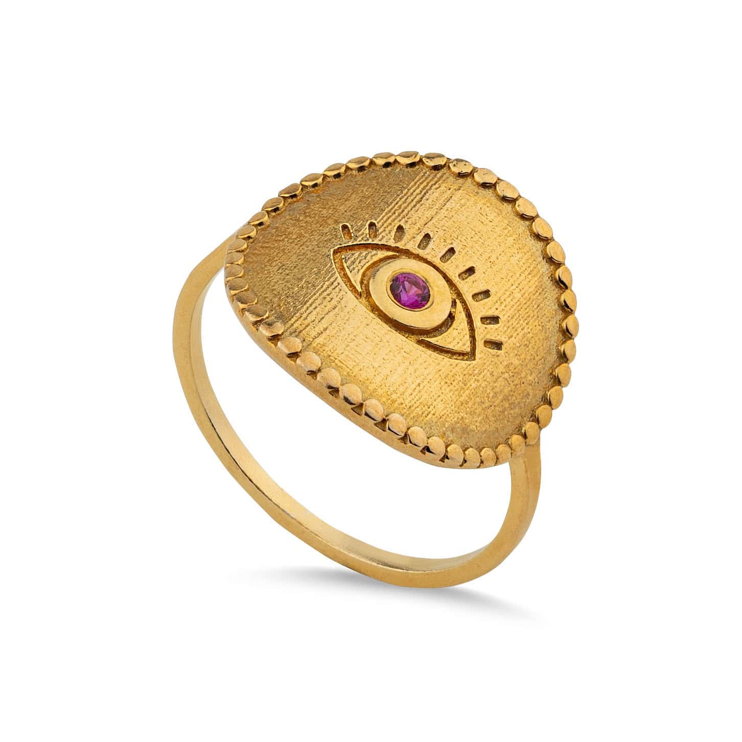 Round solid gold ruby eye ring — Melina Fachidis