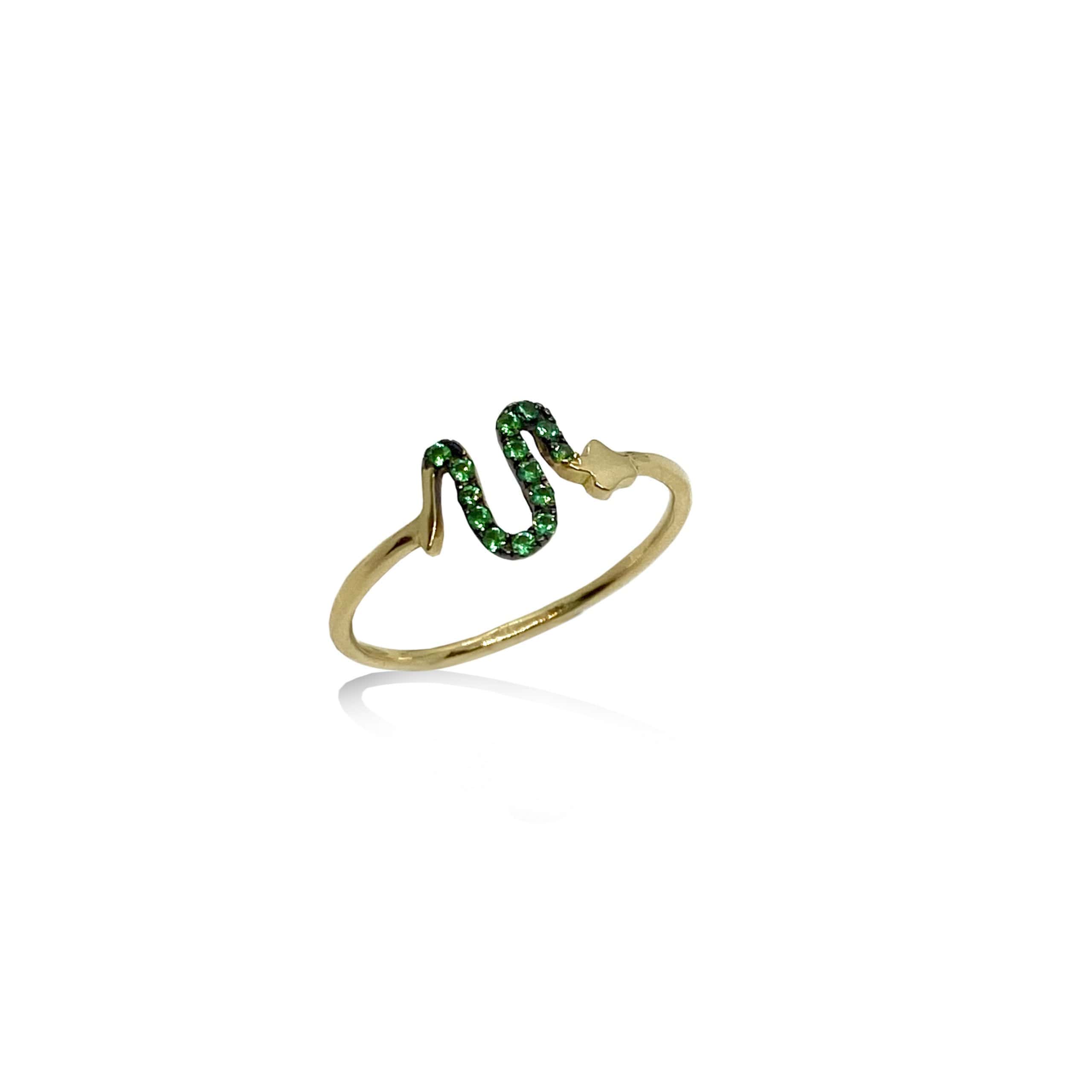 Green topaz snake ring — Melina Fachidis