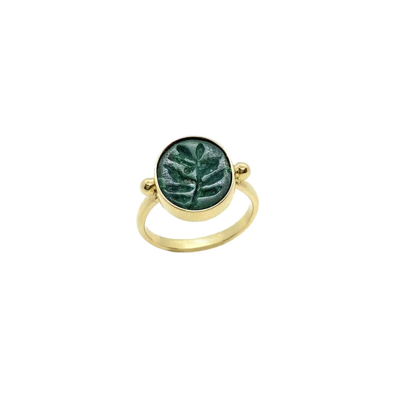 Malachite carved signet ring — Melina Fachidis