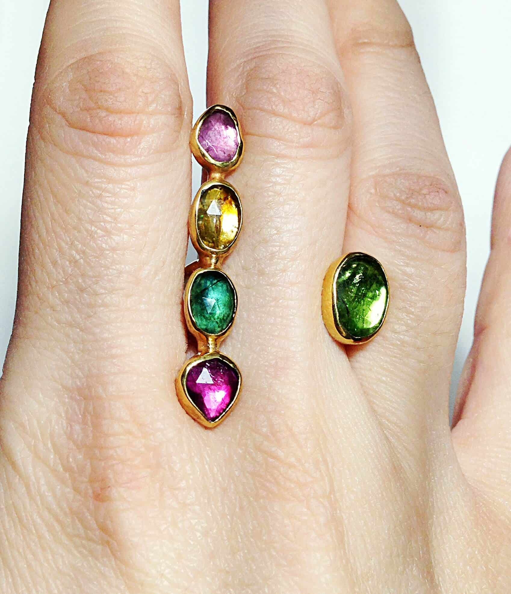Multicolor tourmaline two piece ring — Melina Fachidis