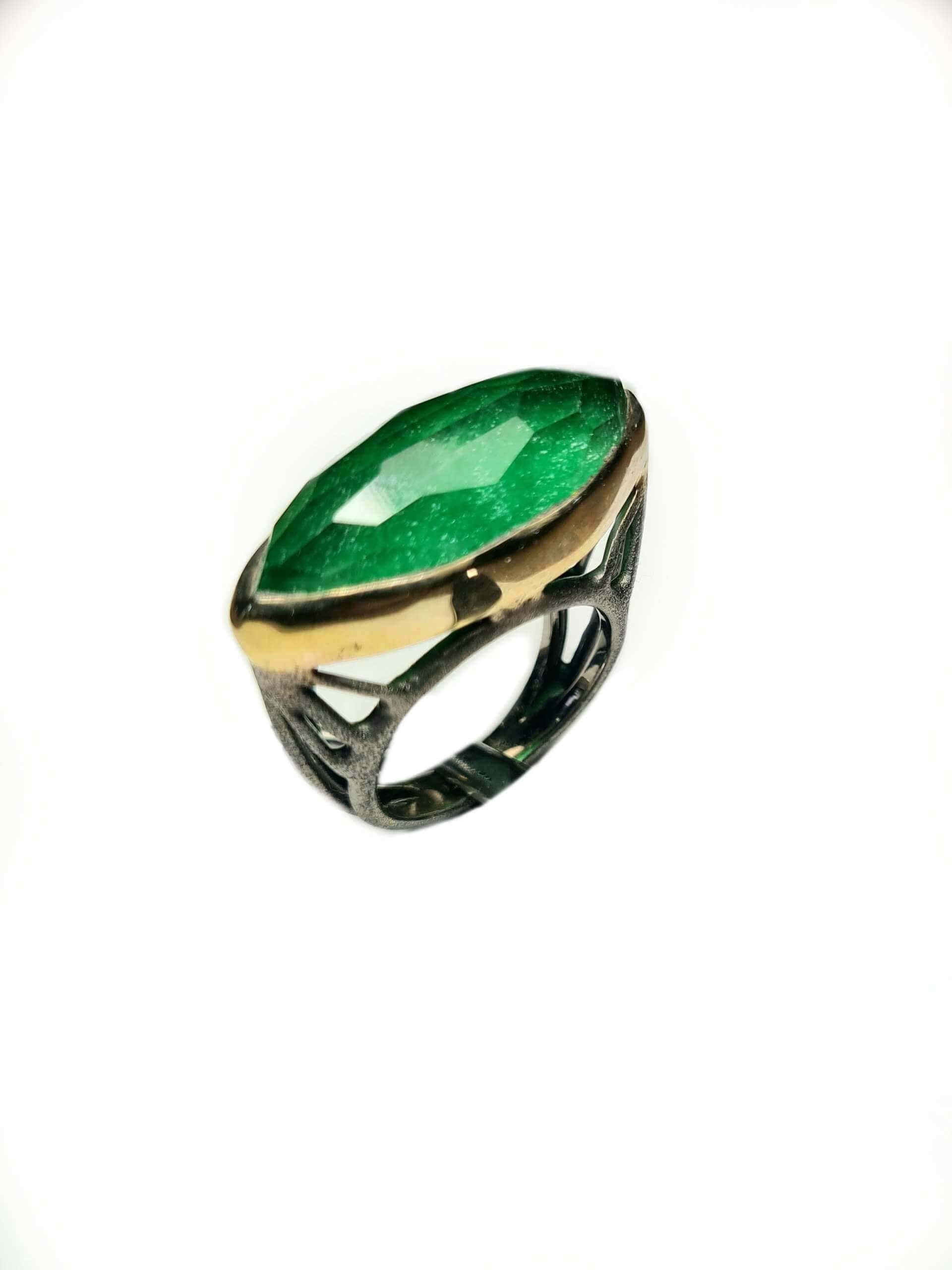 Green jade silver ring — Melina Fachidis