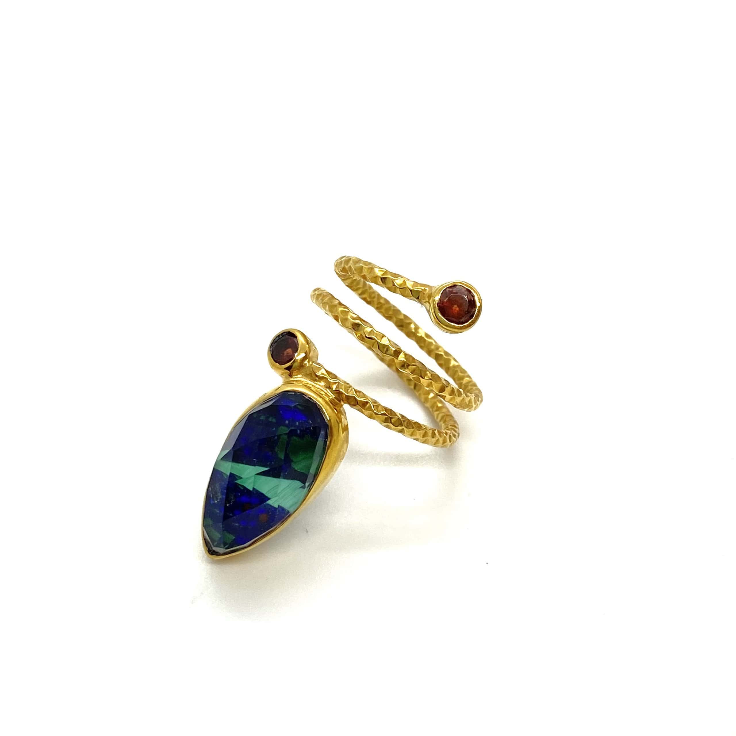 Malachite quartz and garnet ring — Melina Fachidis