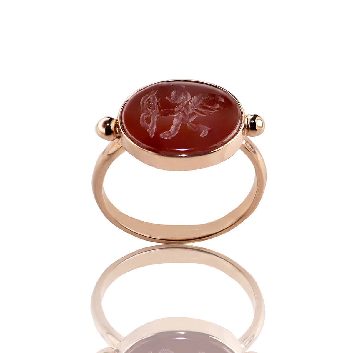 Golden signet ring with carnelian — Melina Fachidis
