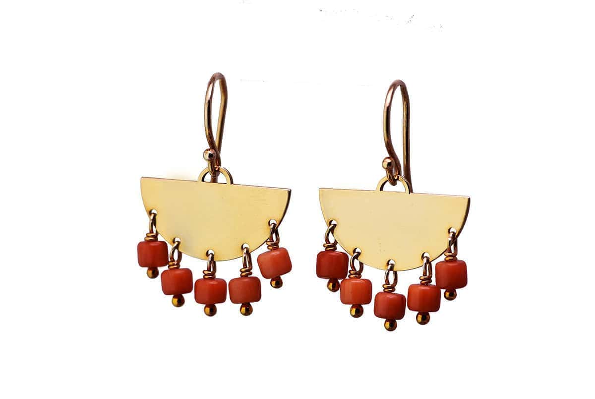 Coral dangle drop earrings — Melina Fachidis