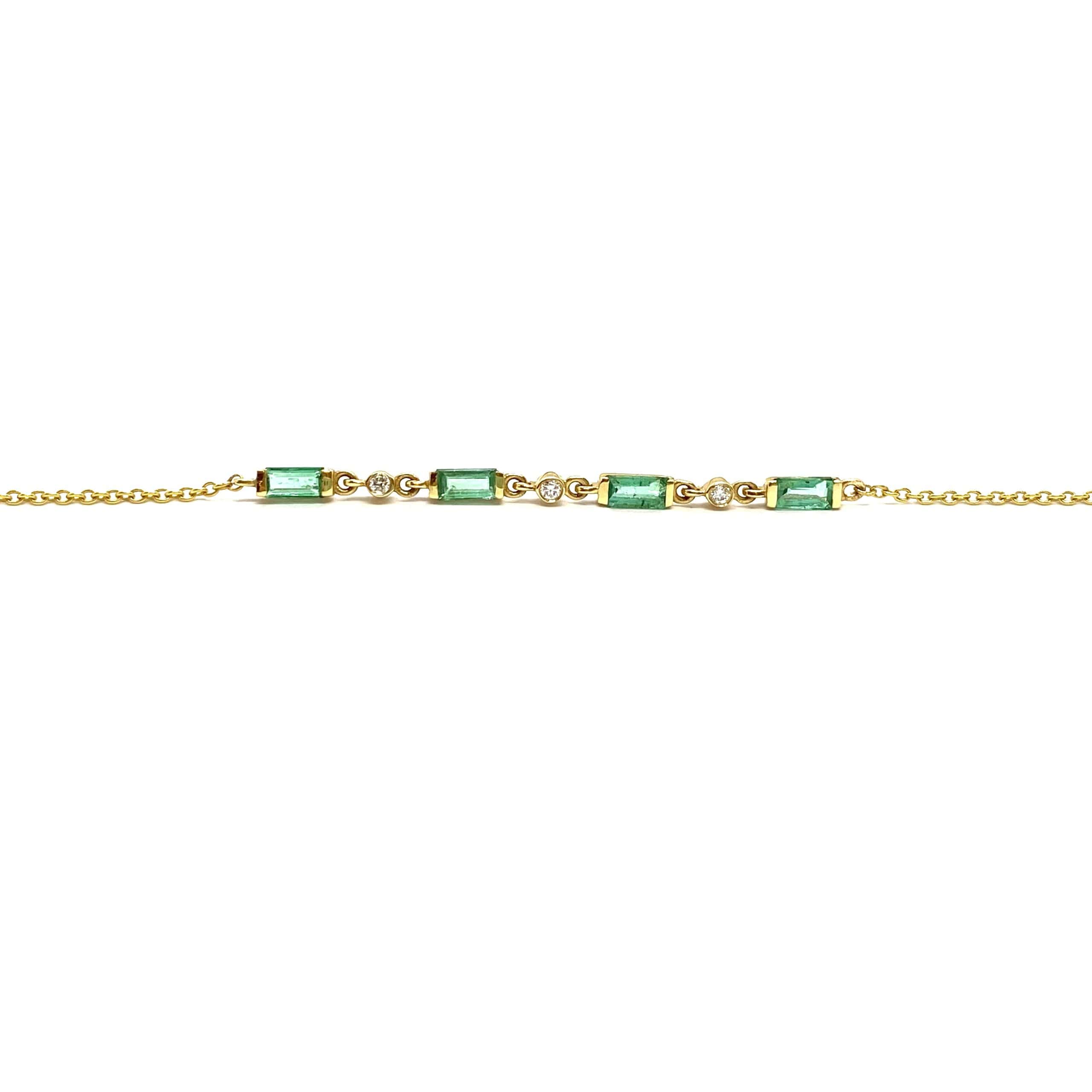 Baquette emeralds and diamonds bracelet — Melina Fachidis