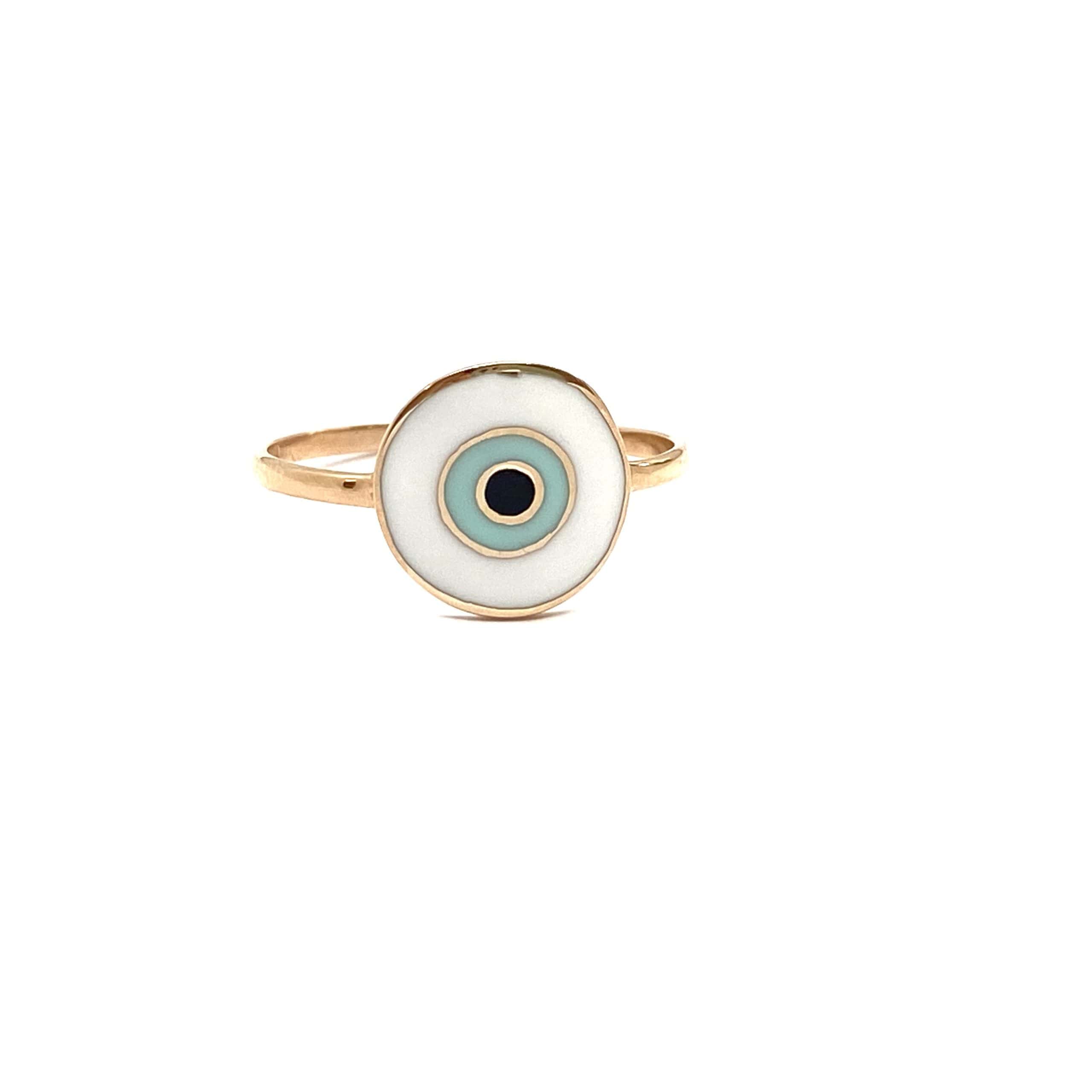 Round eye design enameled ring — Melina Fachidis