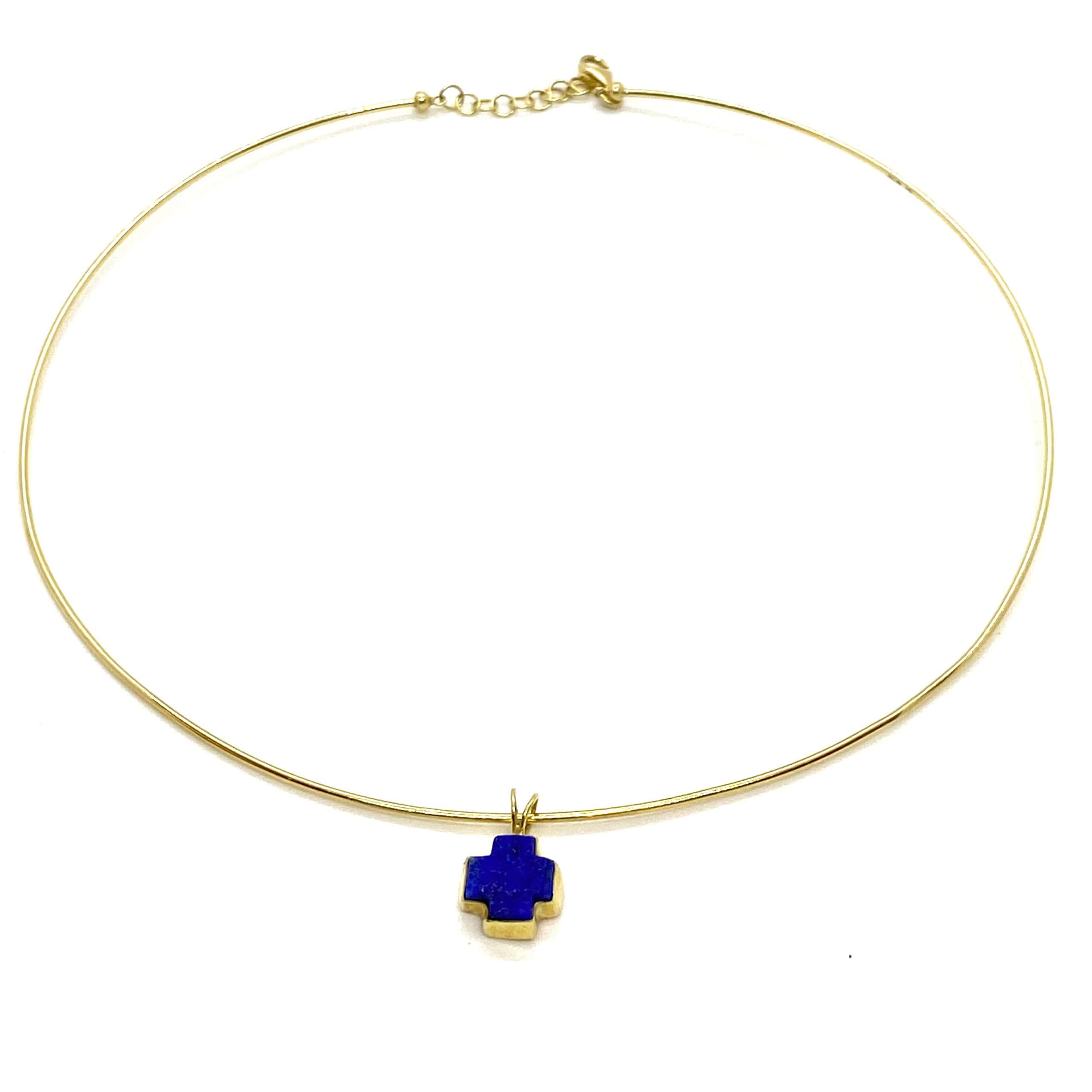 Lapis lazuli choker cross — Melina Fachidis