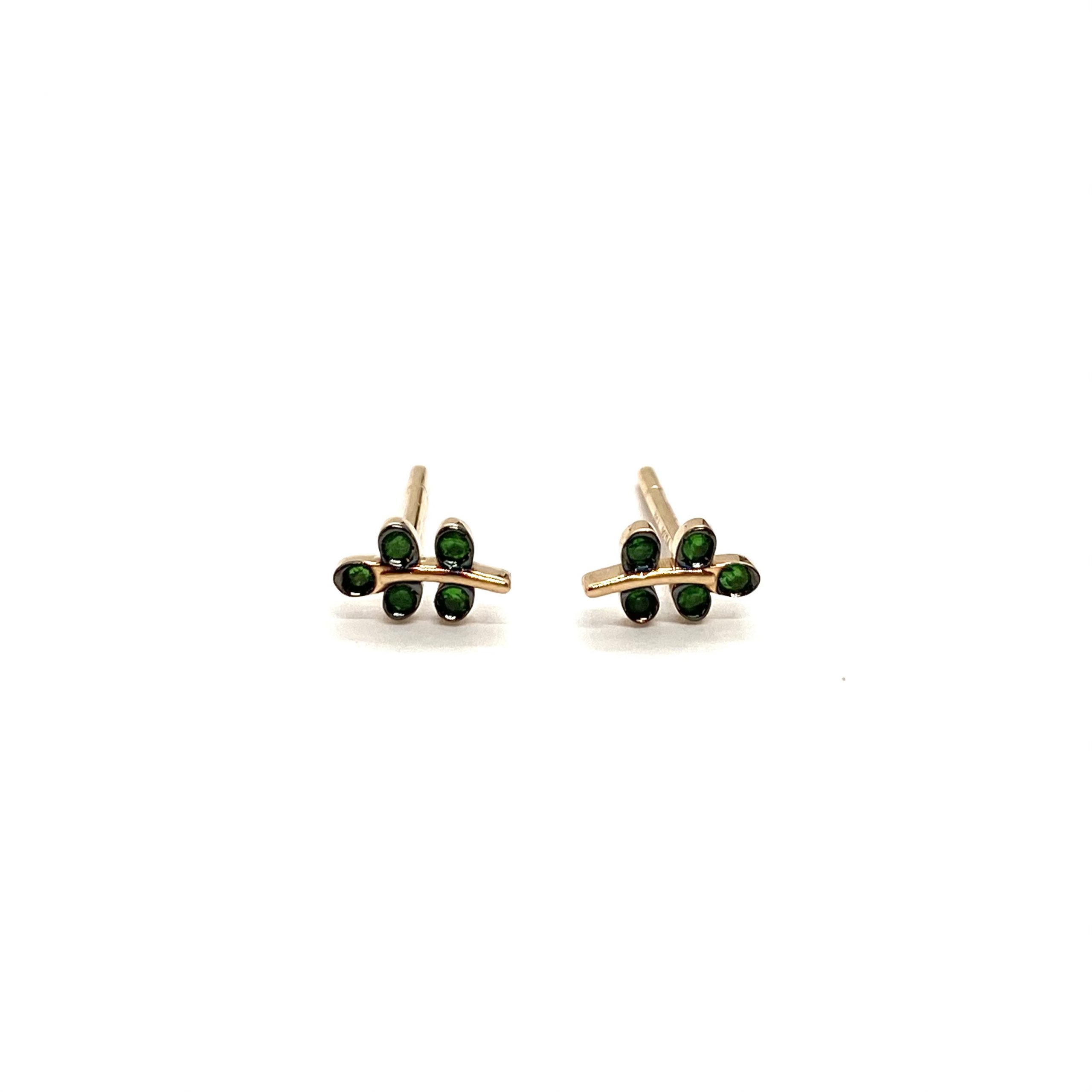 Leaf stud tzavorite earrings — Melina Fachidis