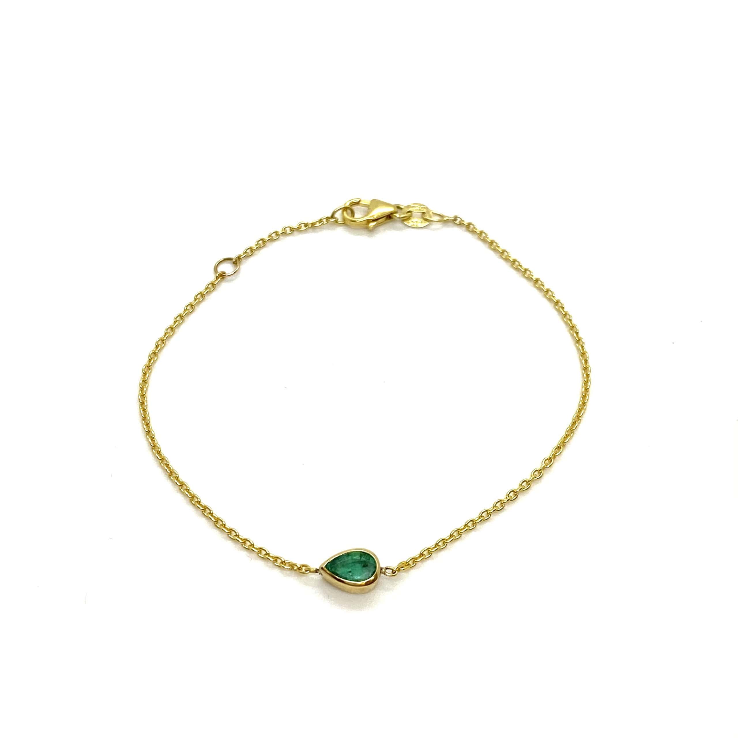 Pear-shaped emerald gold chain bracelet — Melina Fachidis