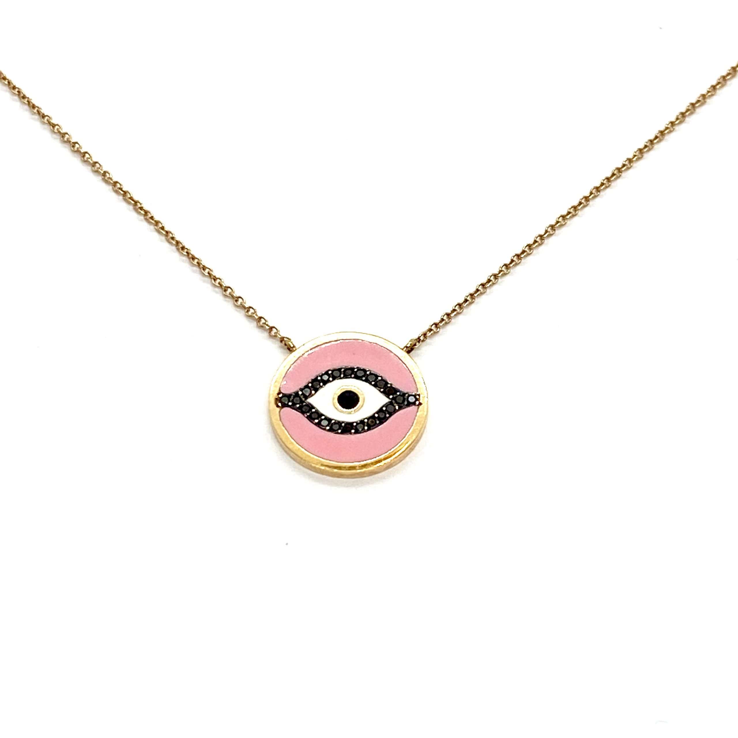 Round pink eye pendant — Melina Fachidis