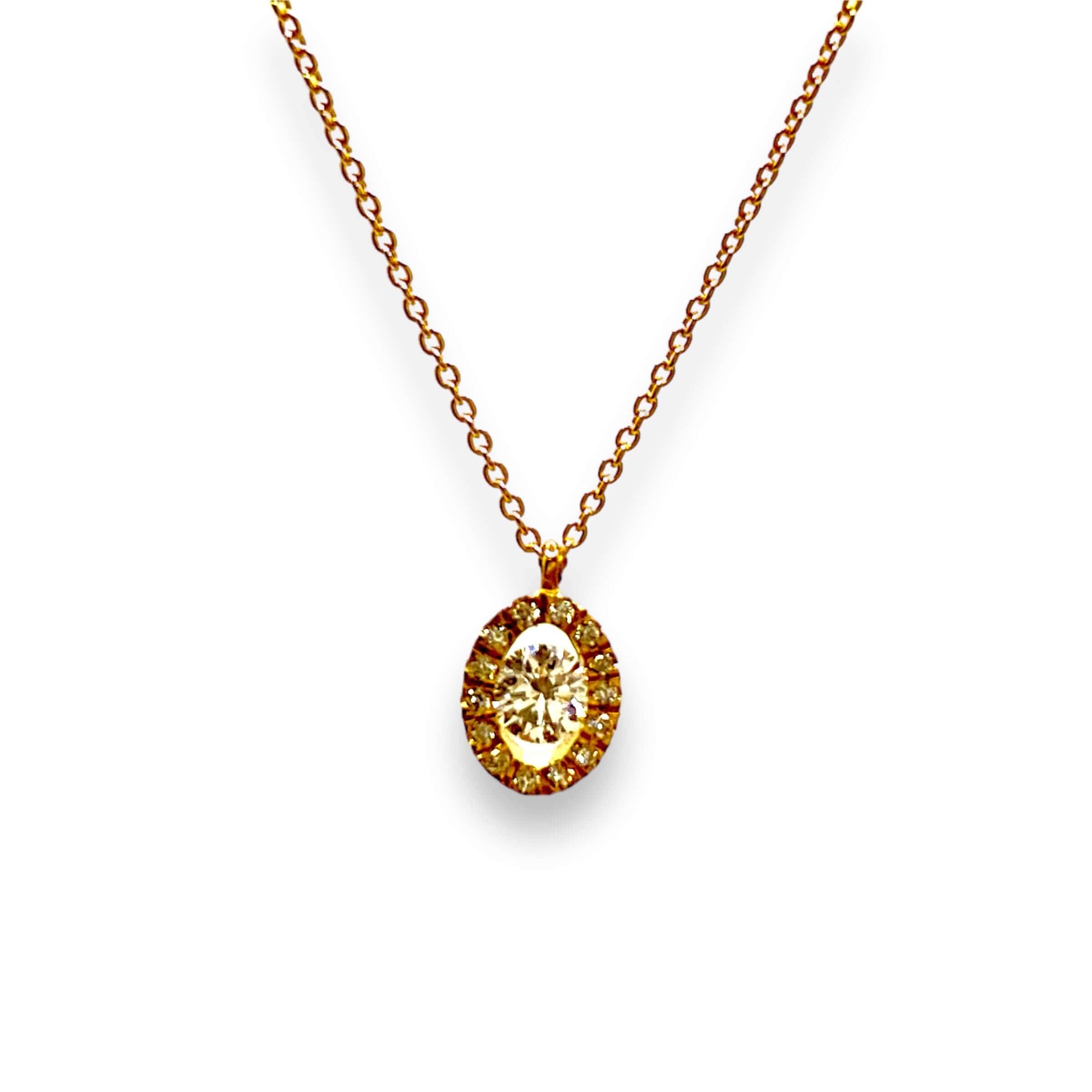 Tiny oval diamond solitaire pendant — Melina Fachidis