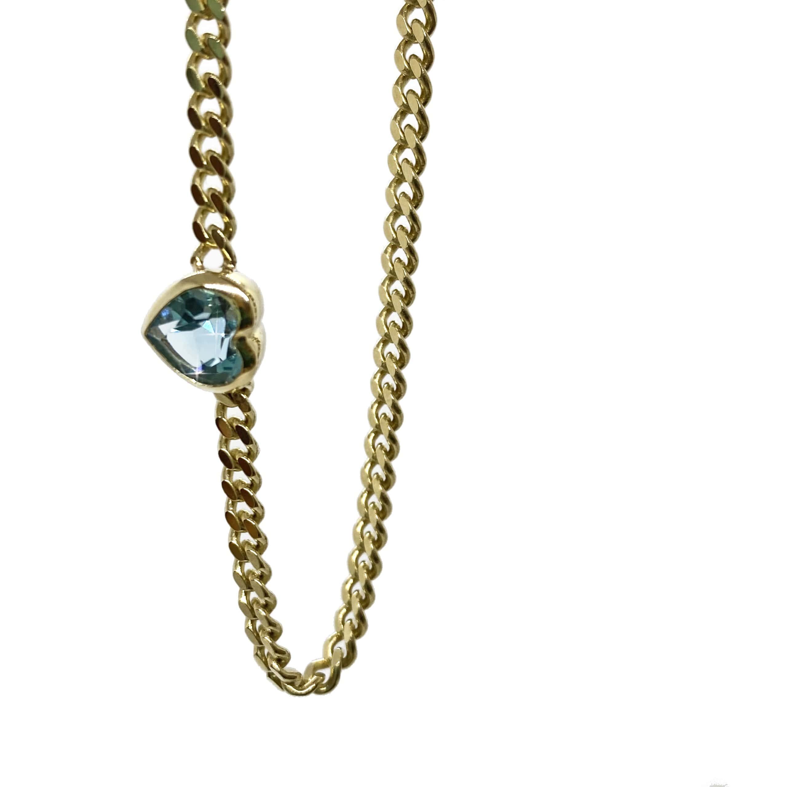 Heart blue topaz retro chain necklace — Melina Fachidis