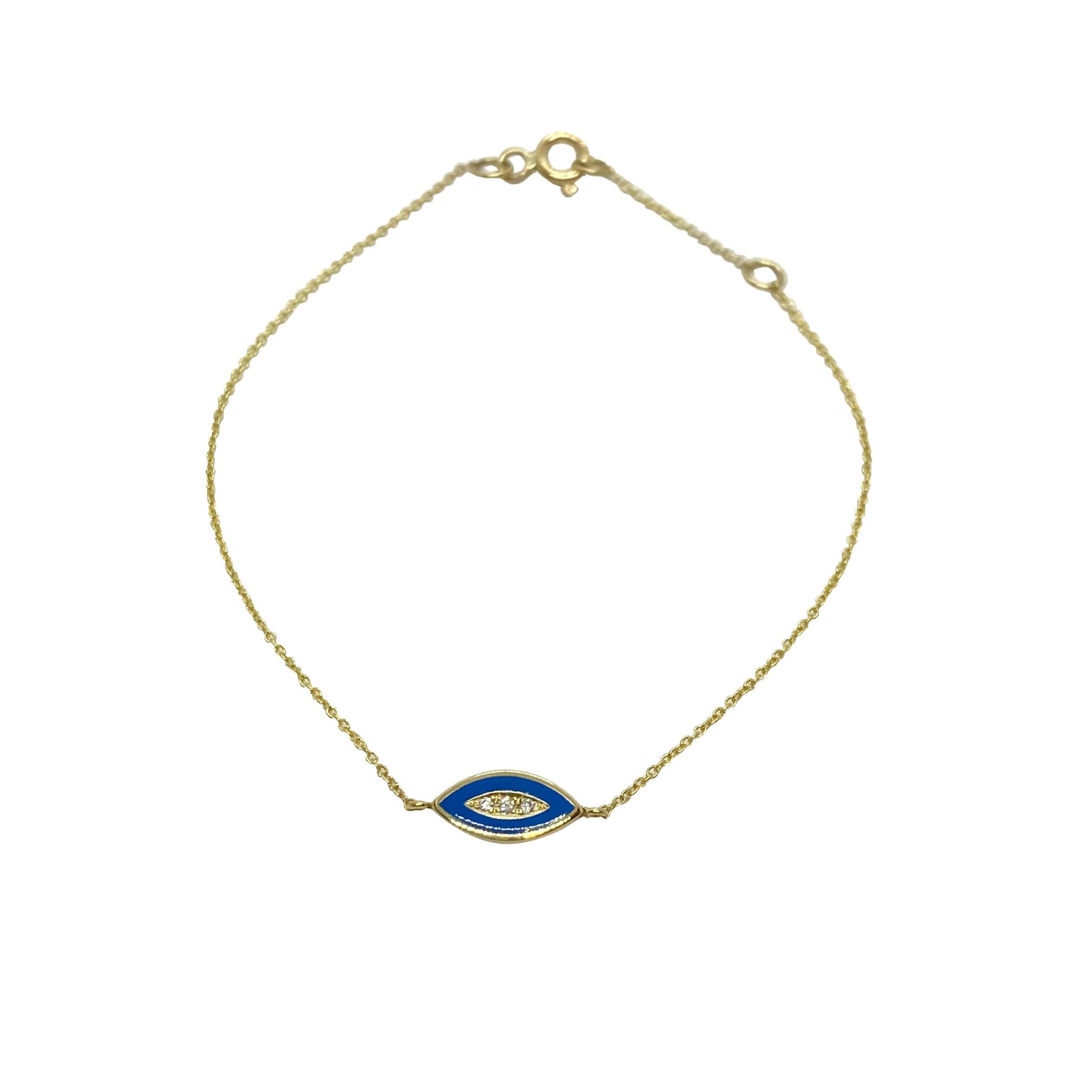 Royal blue enamel eye chain bracelet — Melina Fachidis