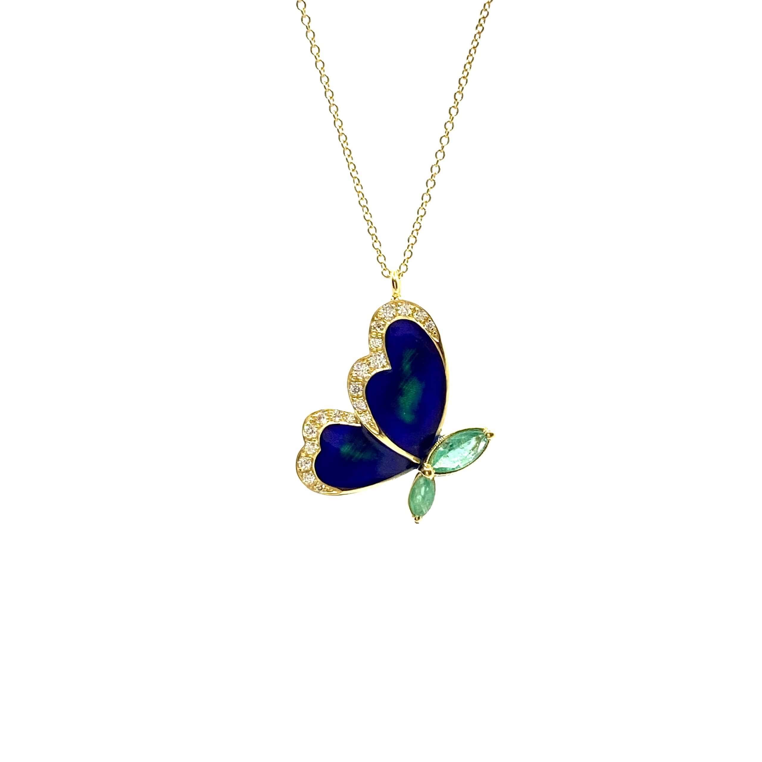 Emerald and enameled butterfly — Melina Fachidis