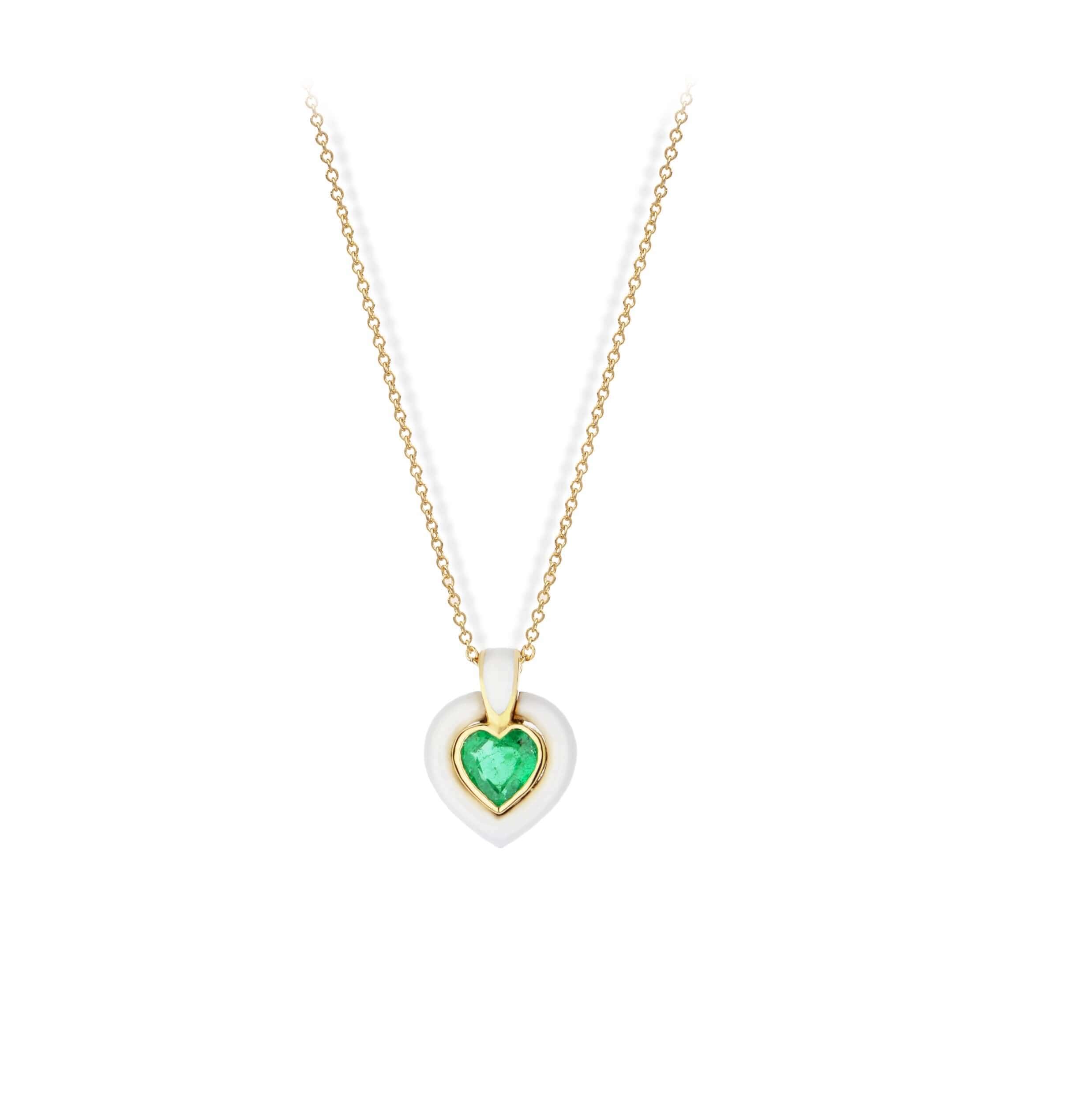 Emerald heart-shaped pendant — Melina Fachidis