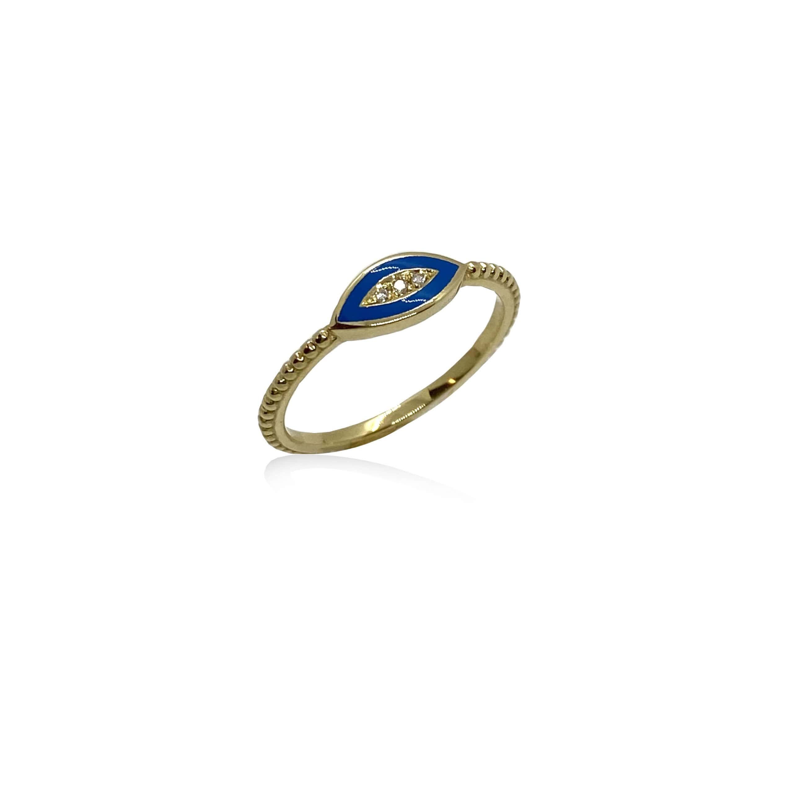 Royal blue enamel eye-shaped dot ring — Melina Fachidis