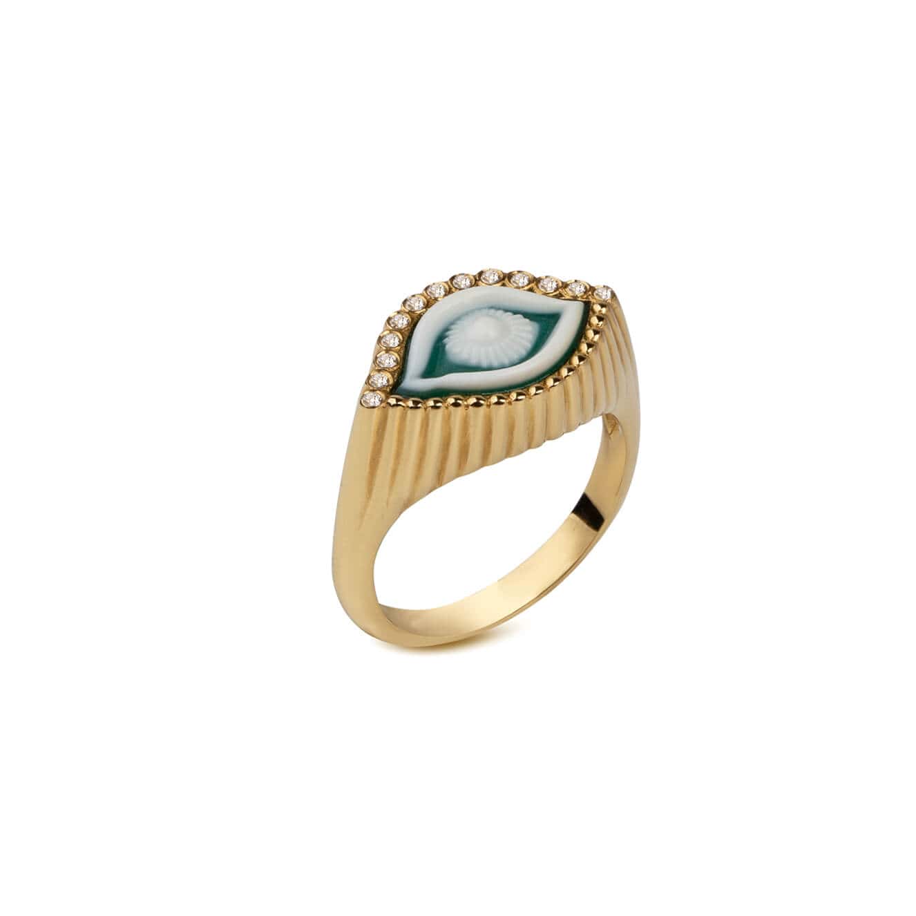 Eye-shaped carved agate ring — Melina Fachidis