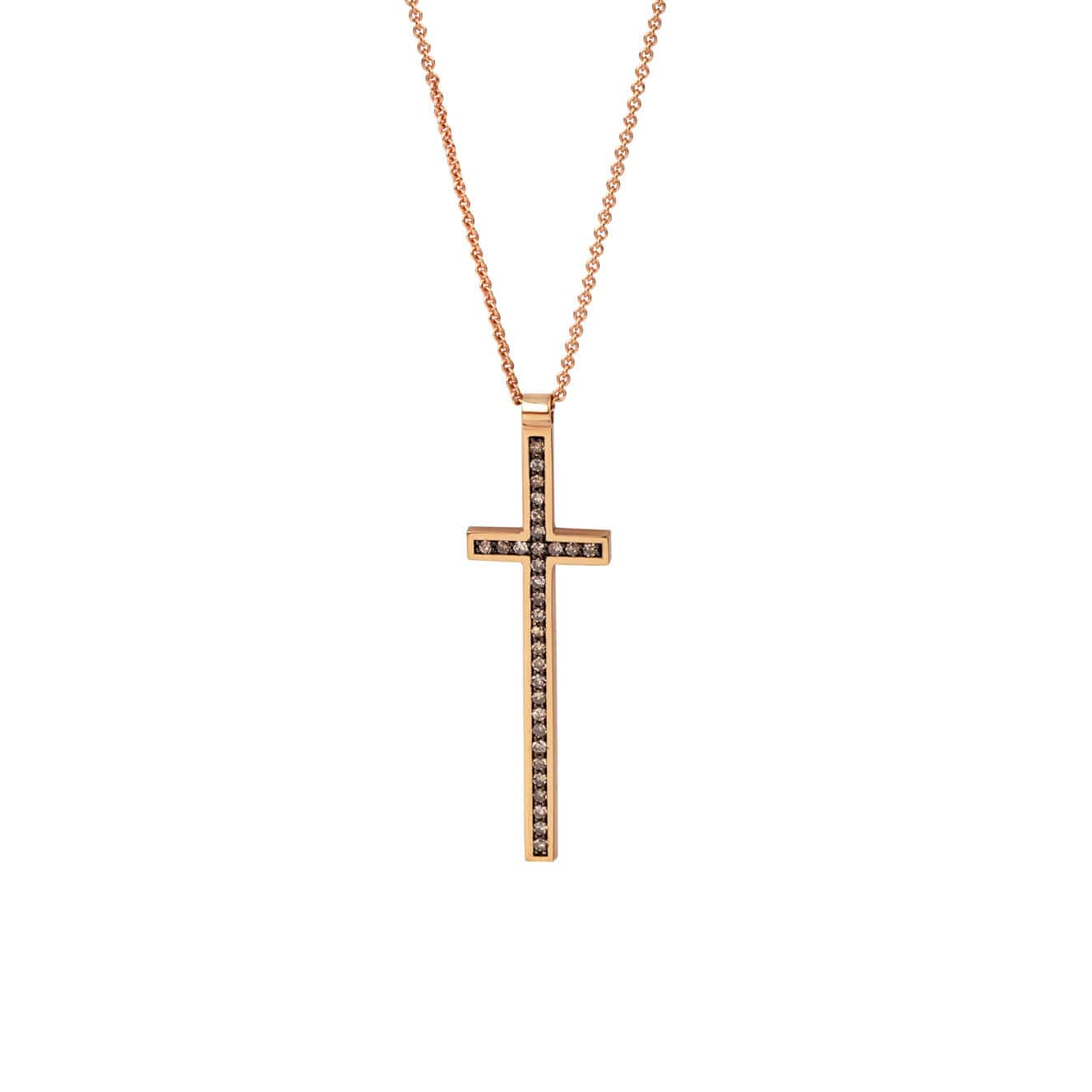 Long champagne diamond cross — Melina Fachidis