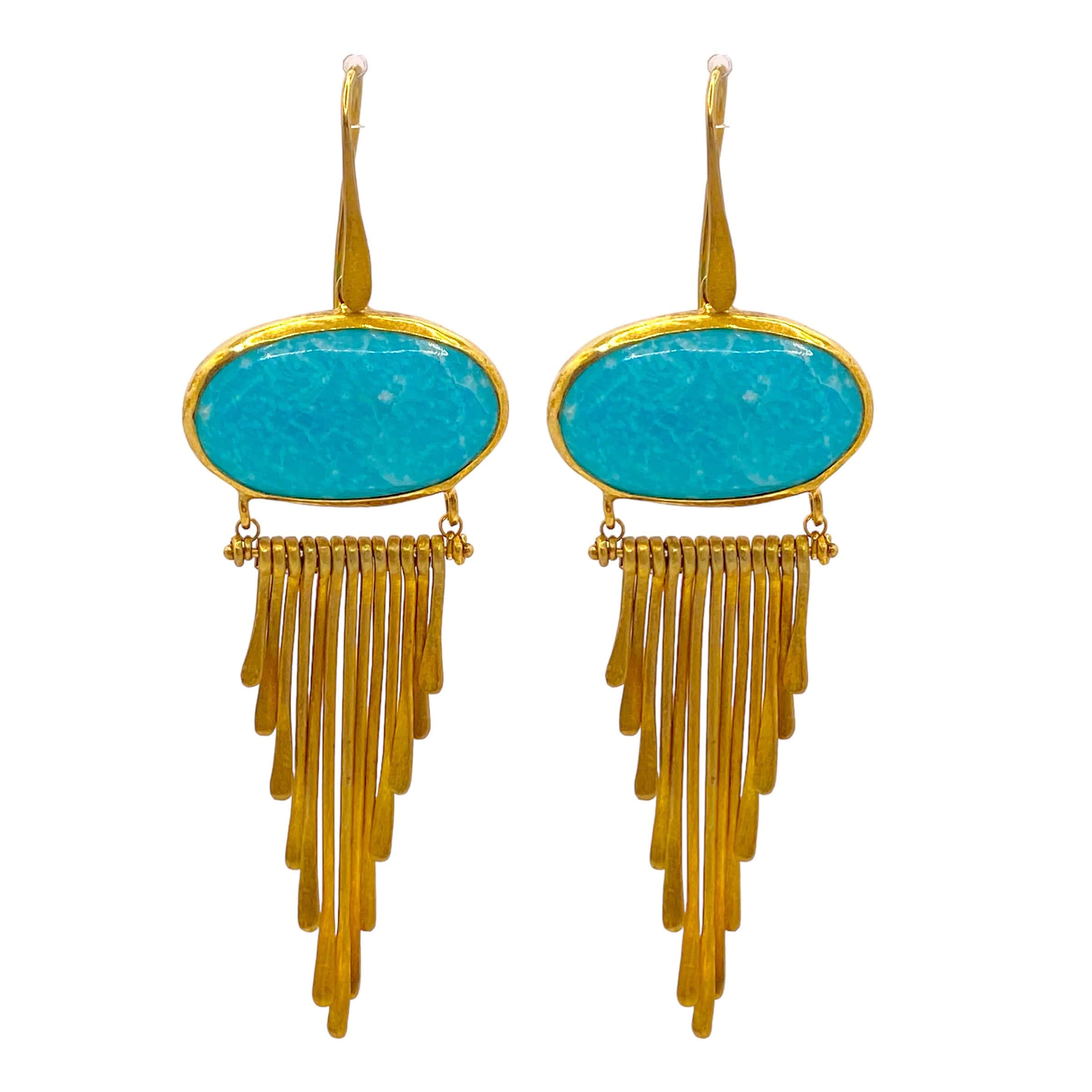 Amazonite long earrings — Melina Fachidis
