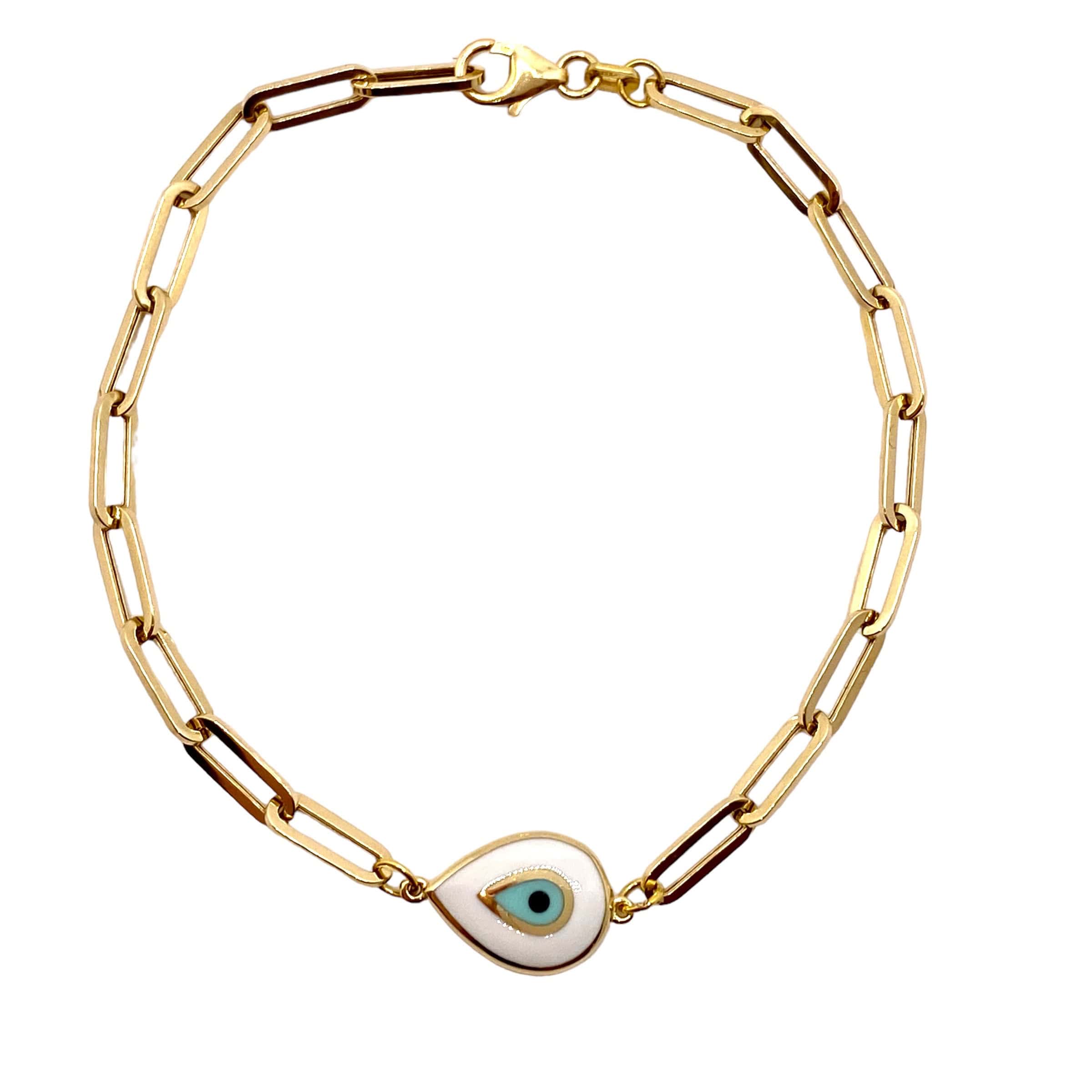 Paper clip evil eye double sided bracelet — Melina Fachidis