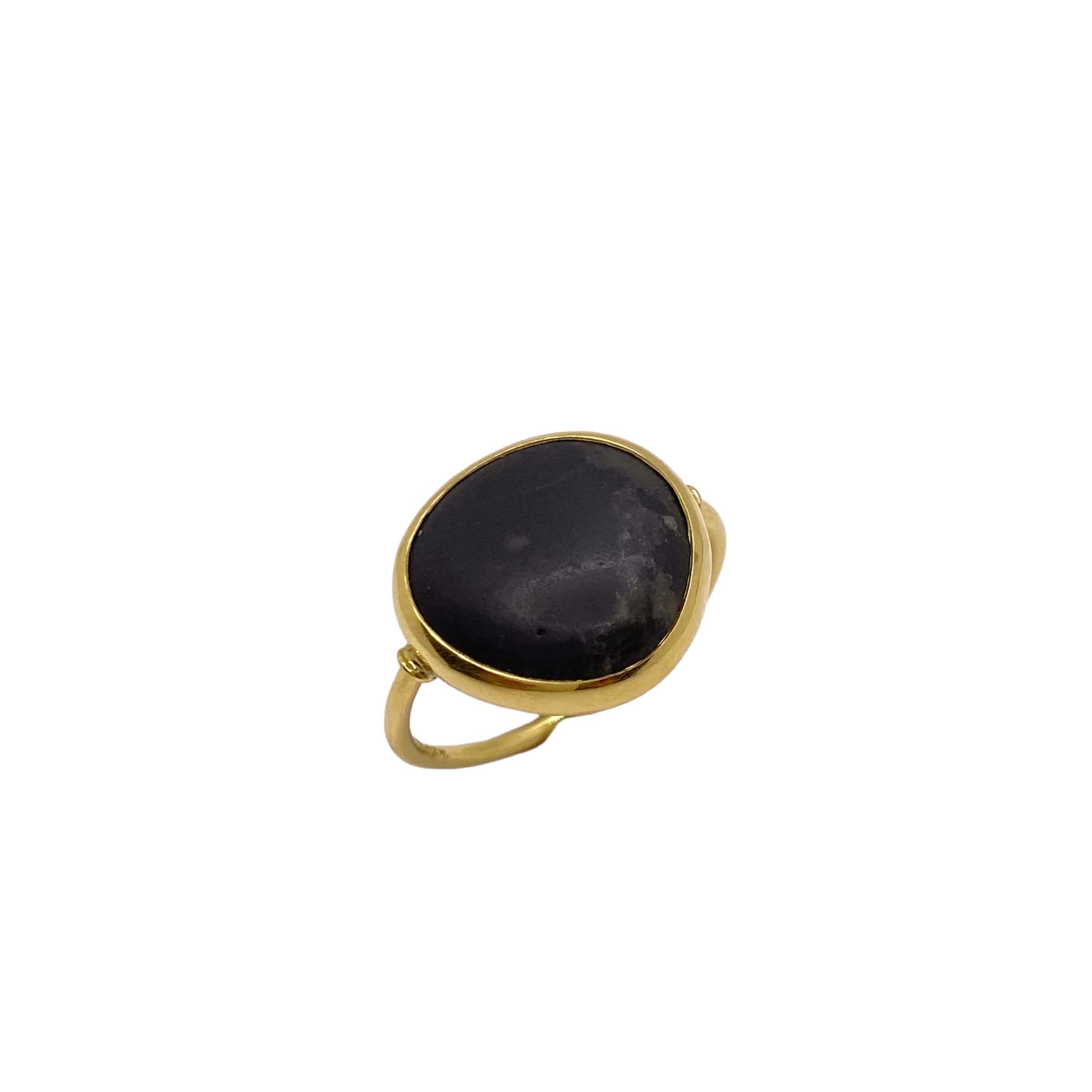 Black sea pebble ring — Melina Fachidis