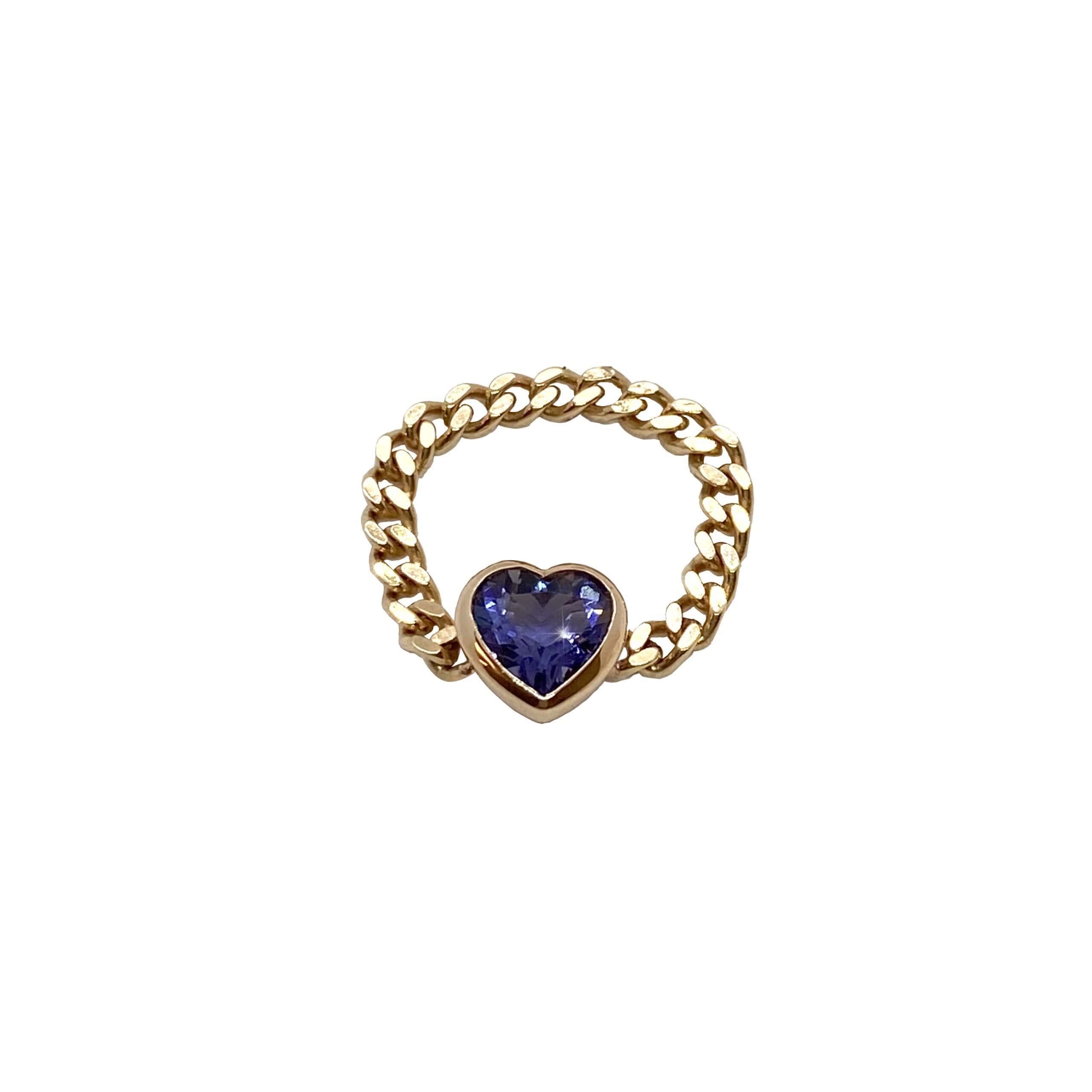 80’s style heart shaped iolite chain ring — Melina Fachidis