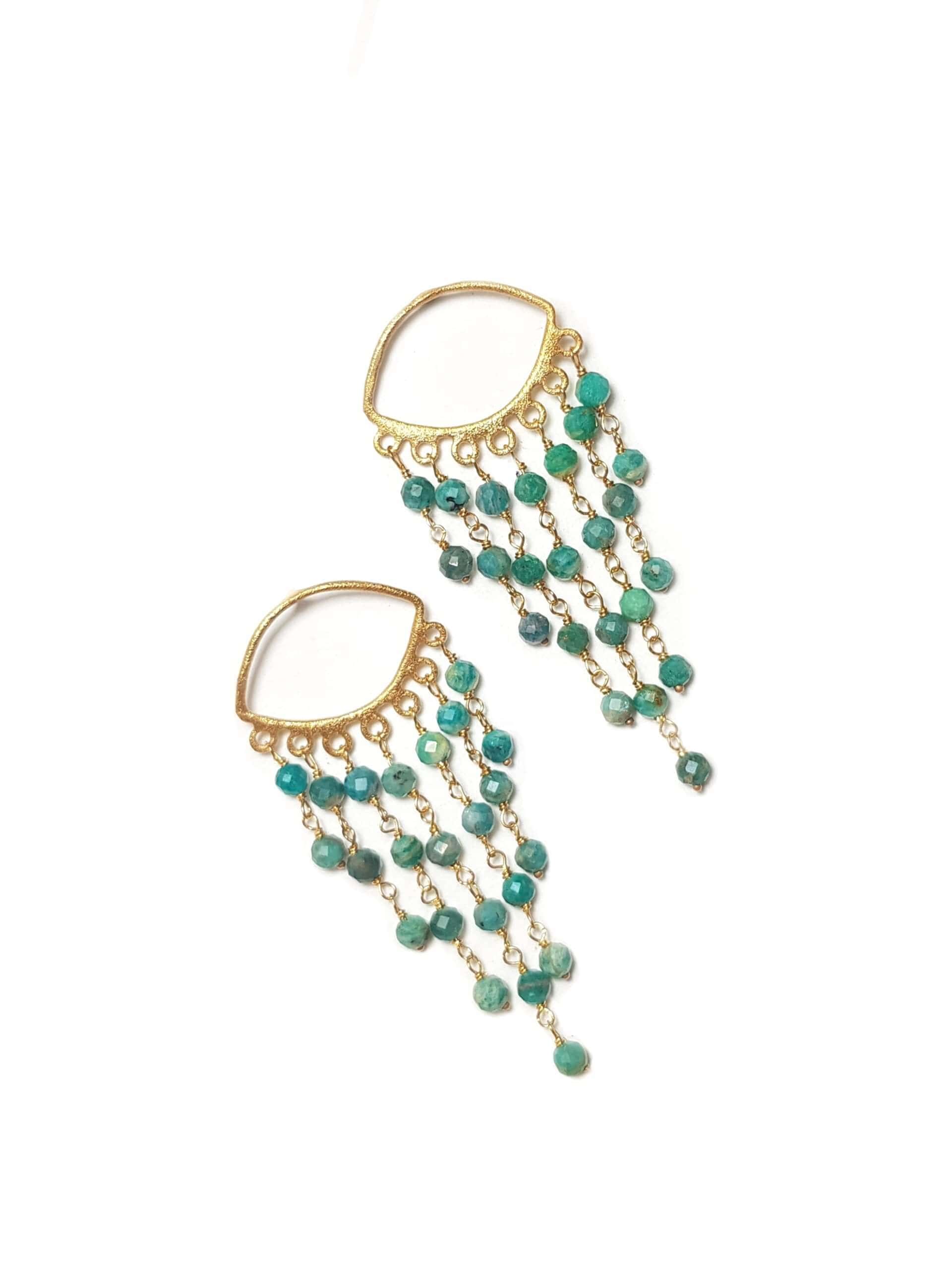 Amazonite long drop earrings — Melina Fachidis